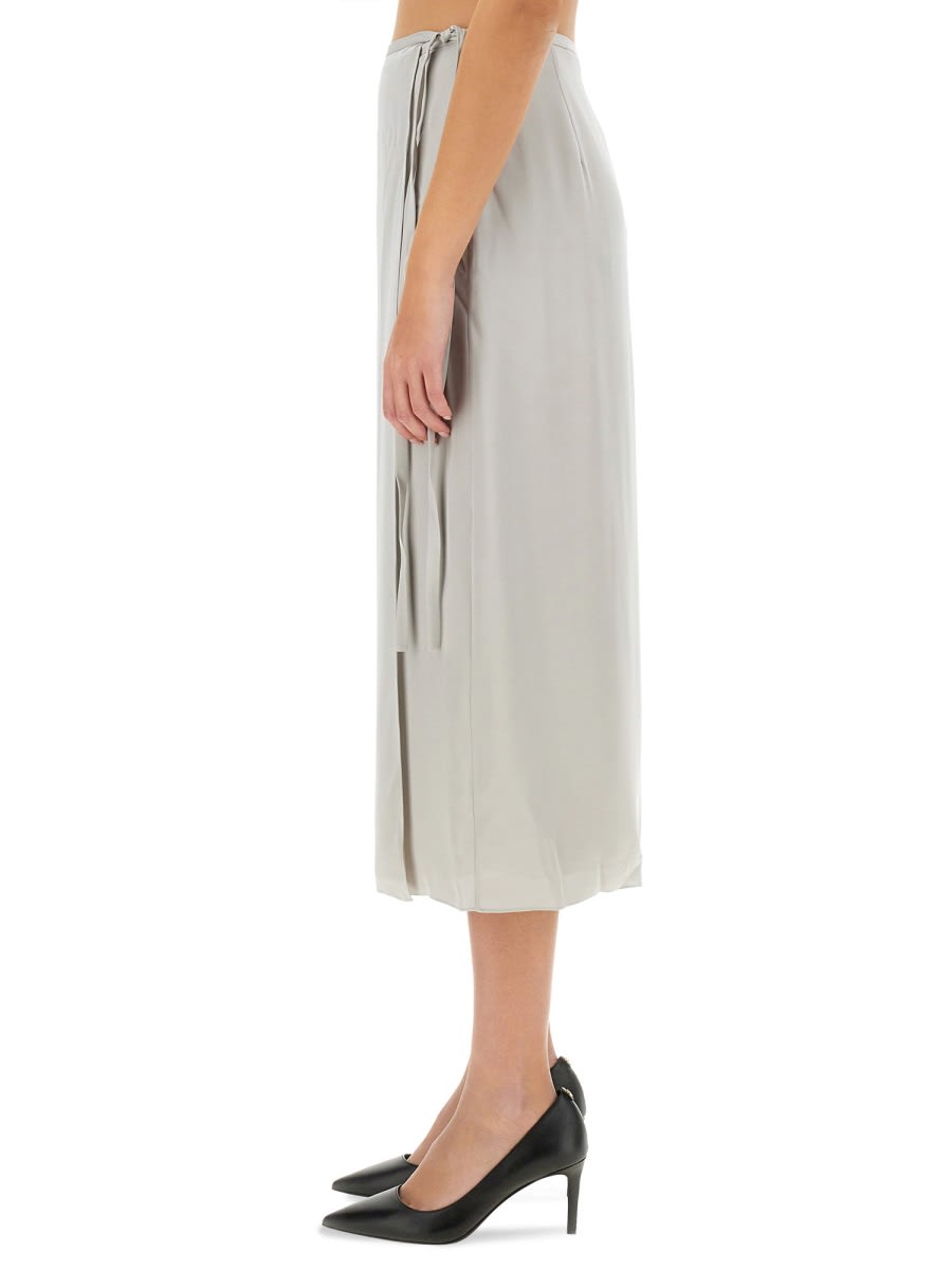 Theory 'tie Wrap' High Waist Midi Skirt In Grey