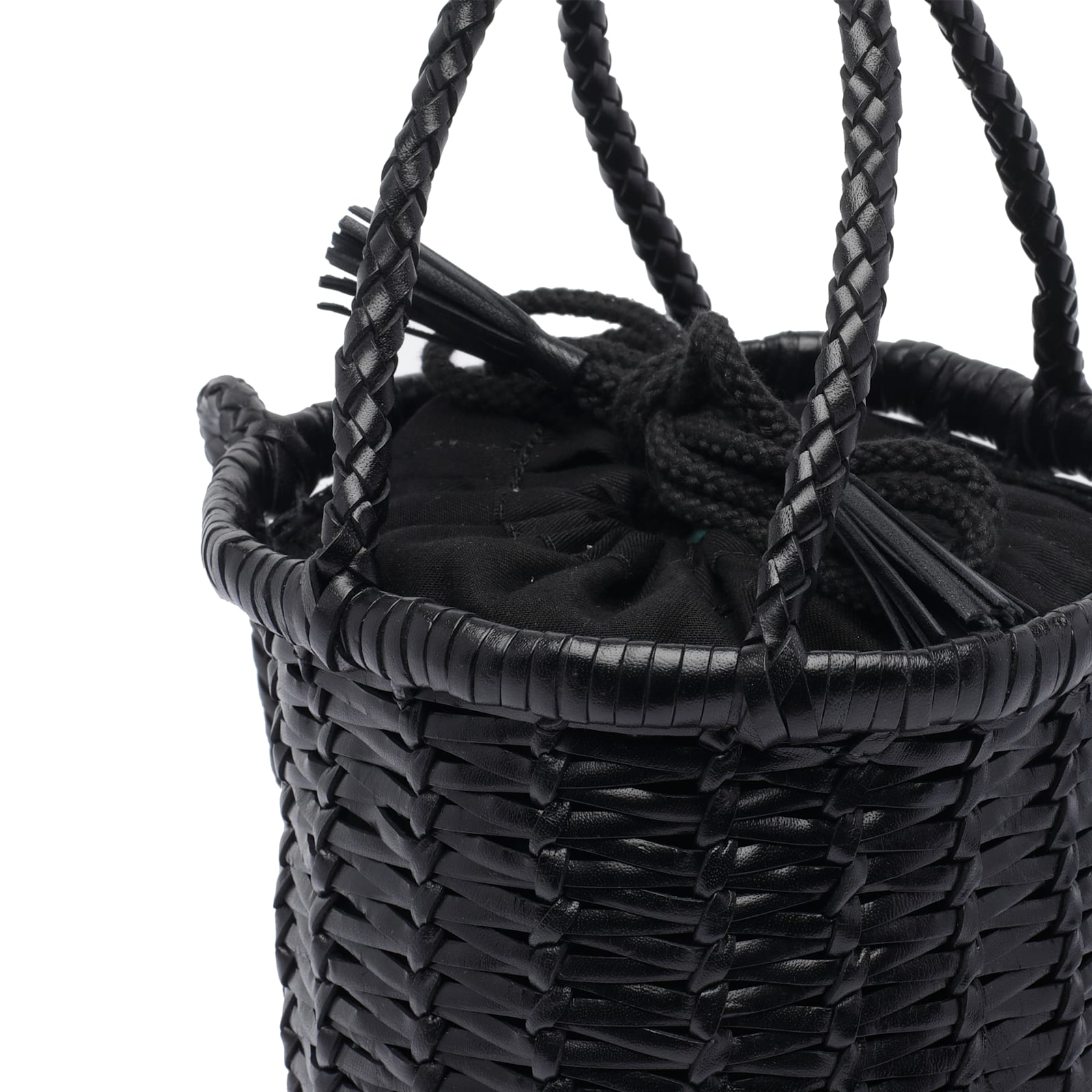 Dragon Diffusion Woven Texture Dual Handles Shoulder Strap In Black