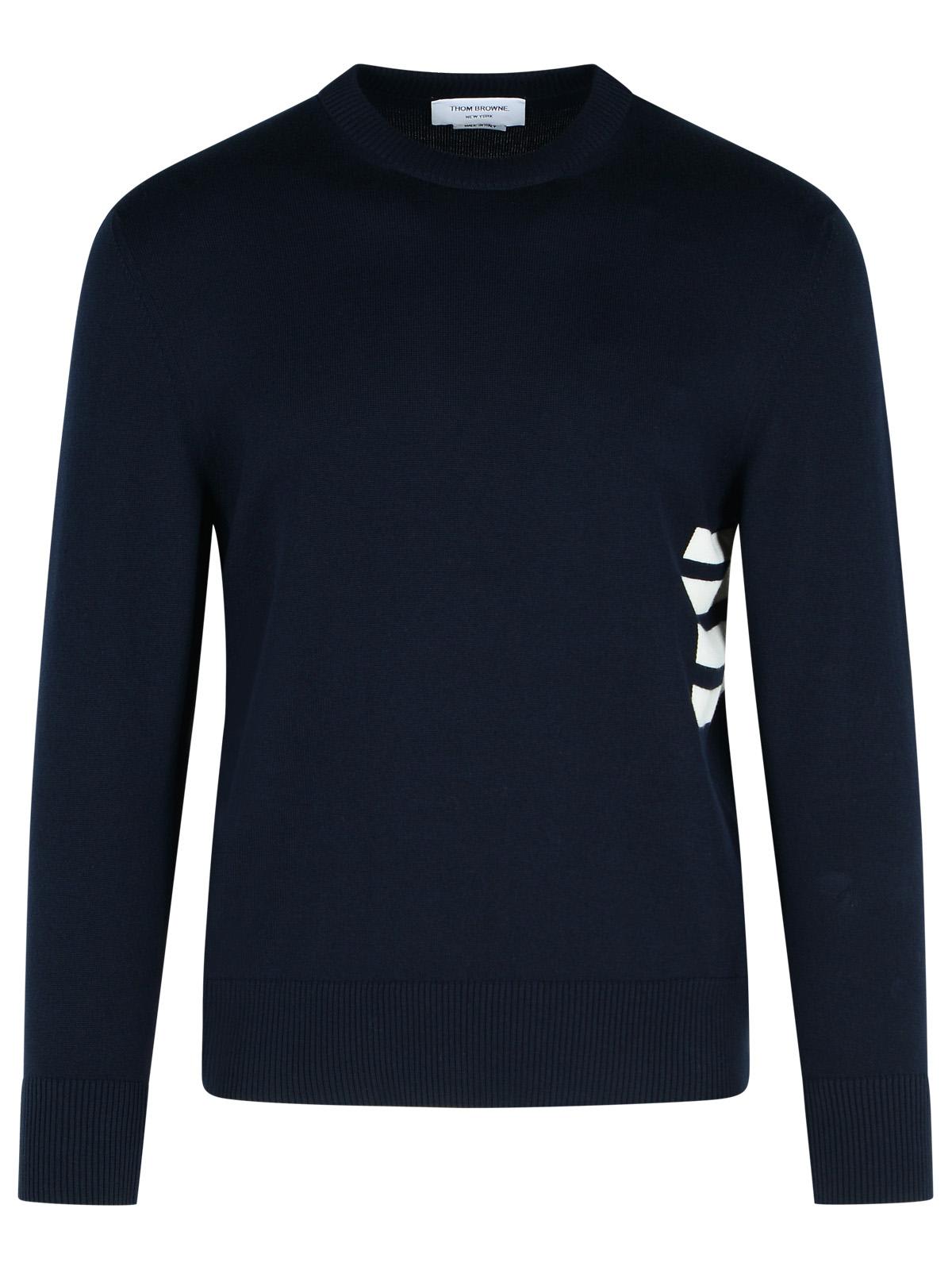 THOM BROWNE STITCH NAVY COTTON SWEATER 