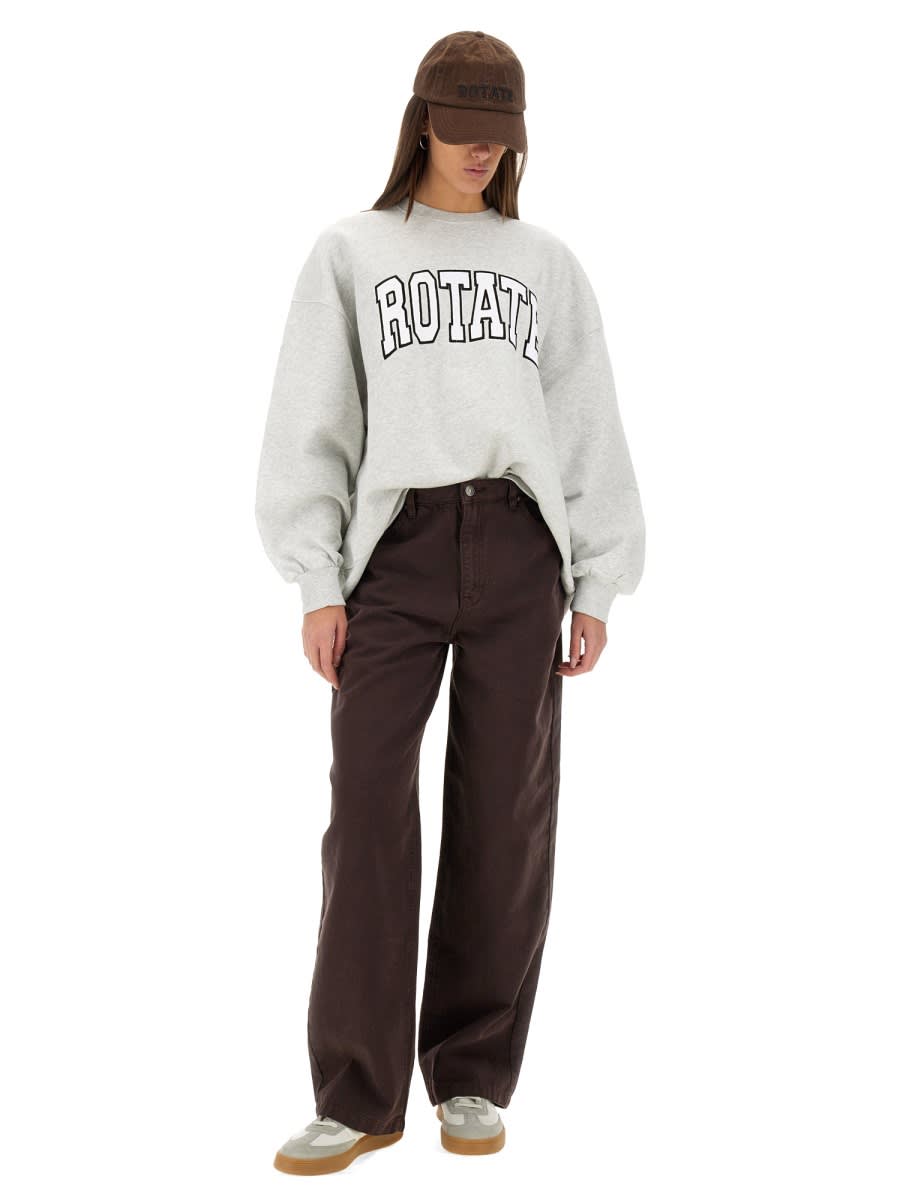 Rotate Birger Christensen Grey Crewneck Sweatshirt With Logo In Neutral