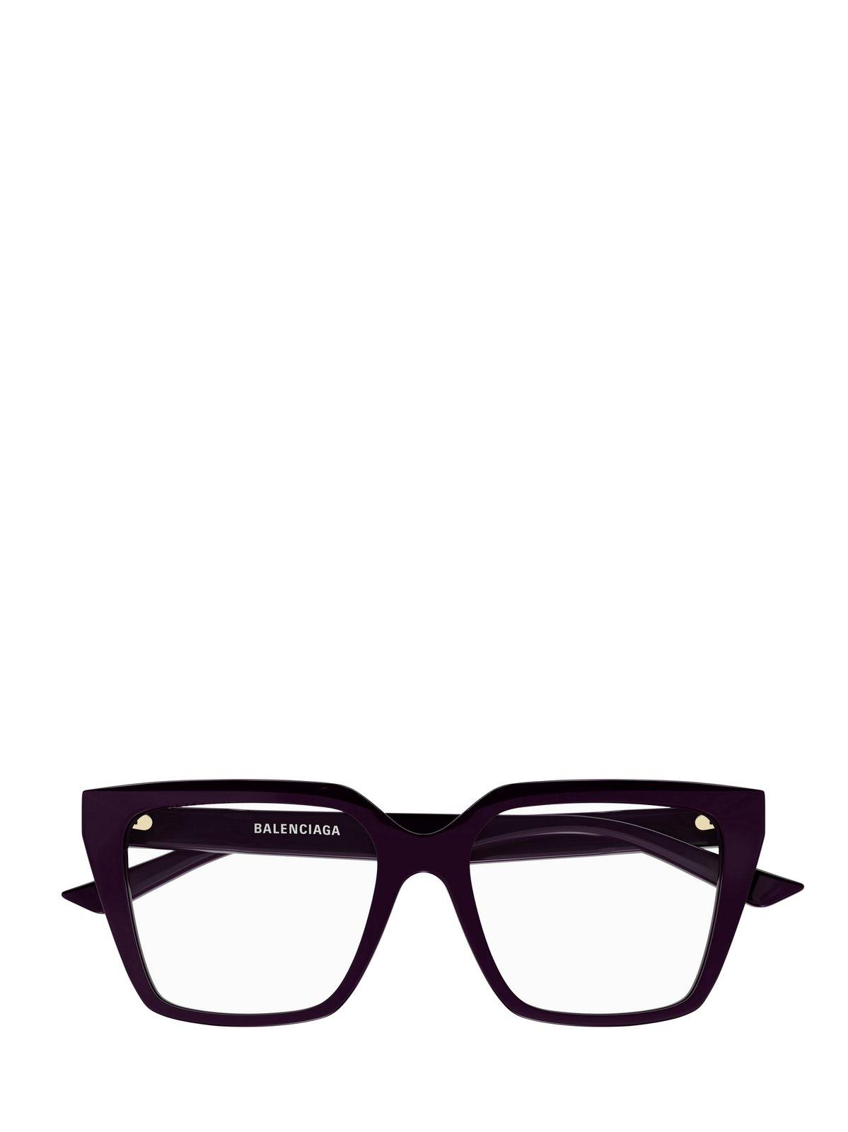 Shop Balenciaga Square Frame Glasses In 009 Violet Violet Transpa