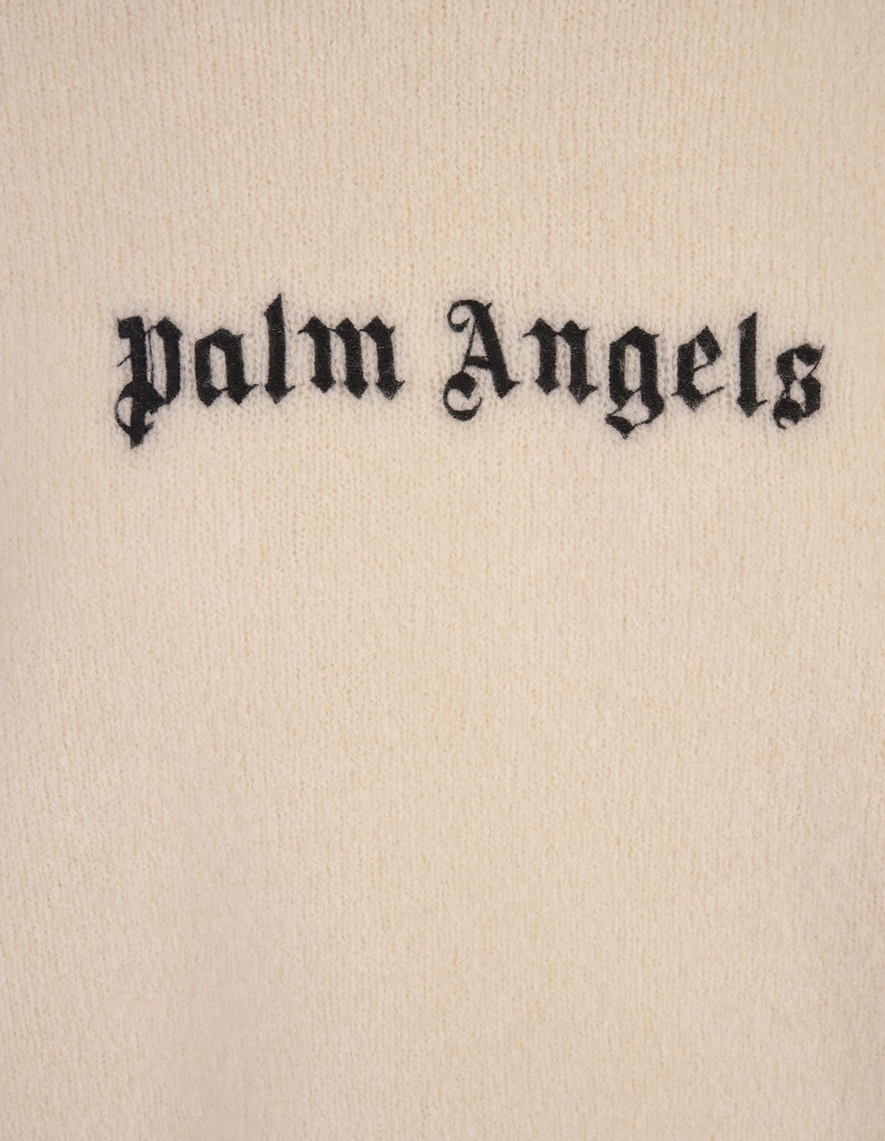 Shop Palm Angels Cream  Sweater With Contrast Logo In White