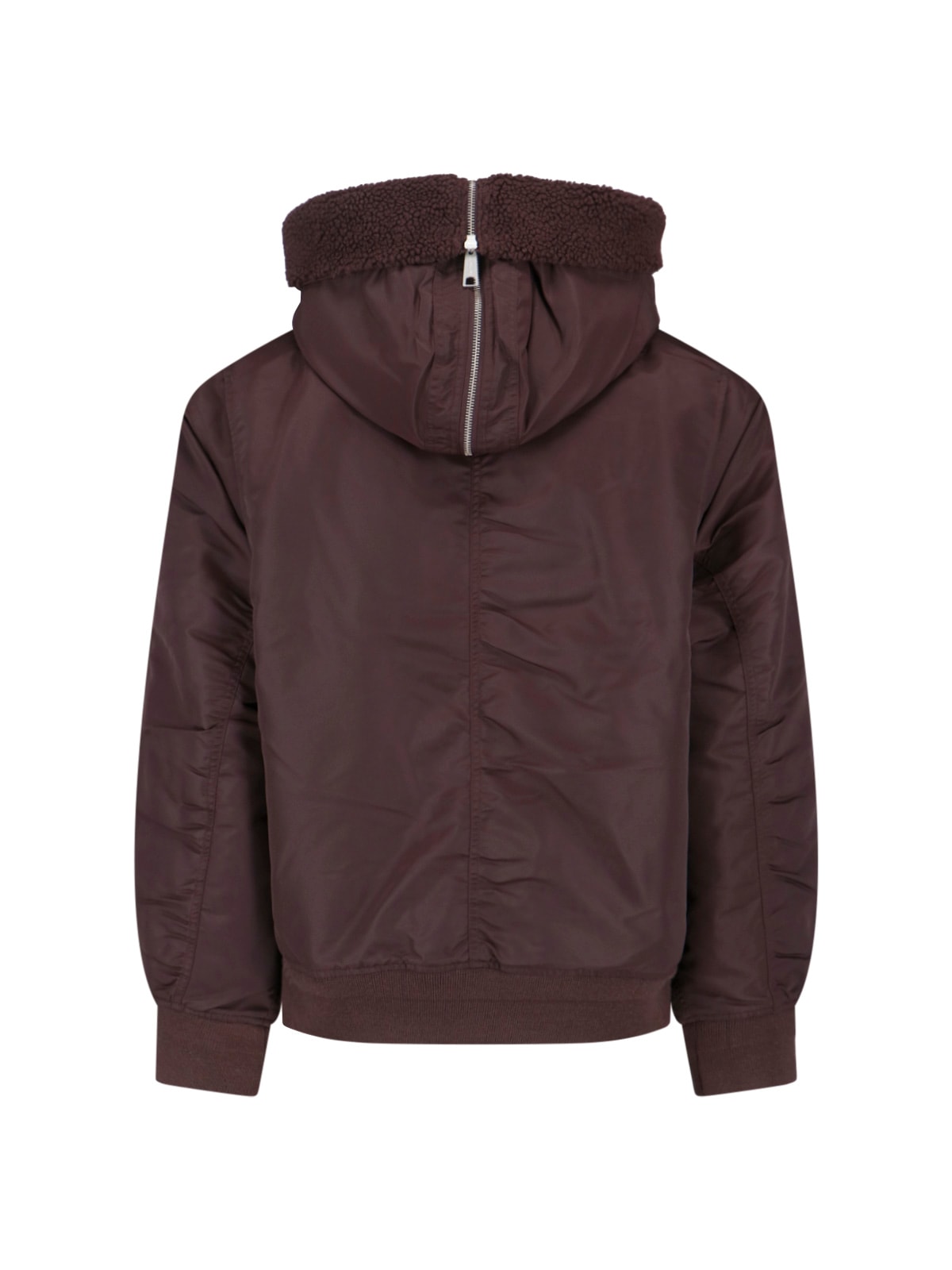 Carhartt Medium-weight Nylon Bomber Jacket With Detachable Fleece Flap In Burgundy