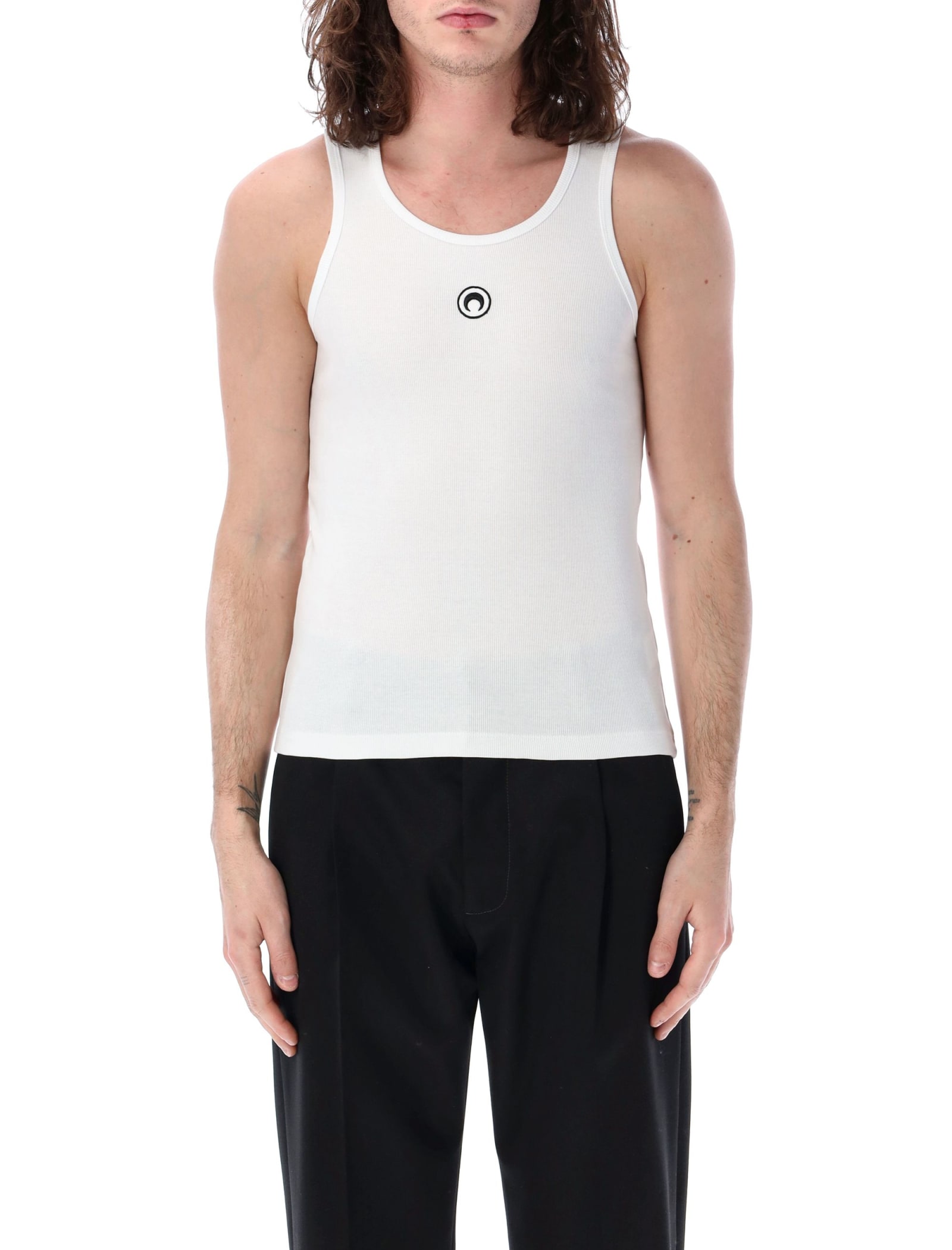 Marine Serre Crescent Moon-embroidered Tank Top In White