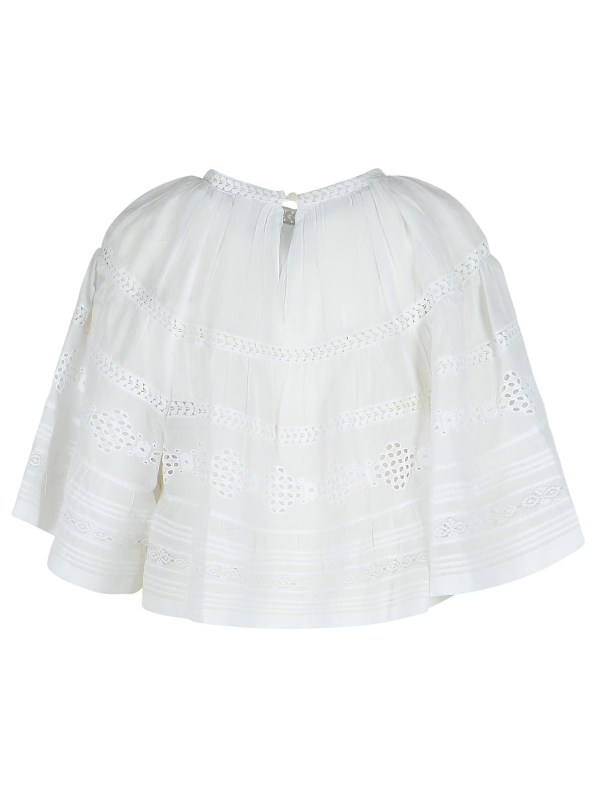 Isabel Marant Étoile 'dilama' White Top With Round Neck And Broderie Anglaise In White