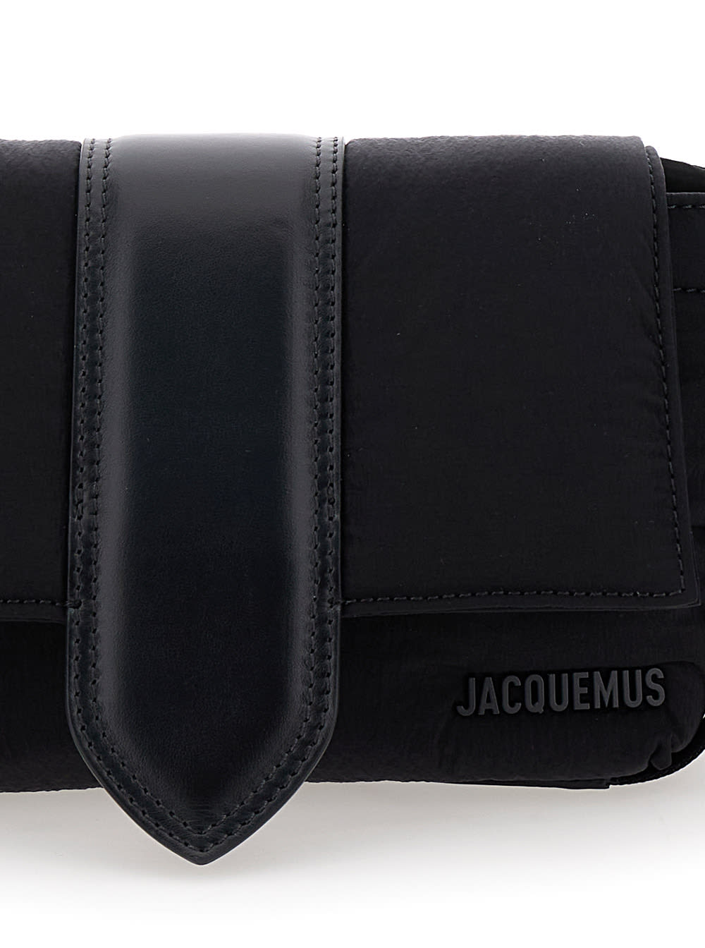 Shop Jacquemus Le Petit Messenger Bambino Black Crossbody Bag With Lettering In Cotton Man