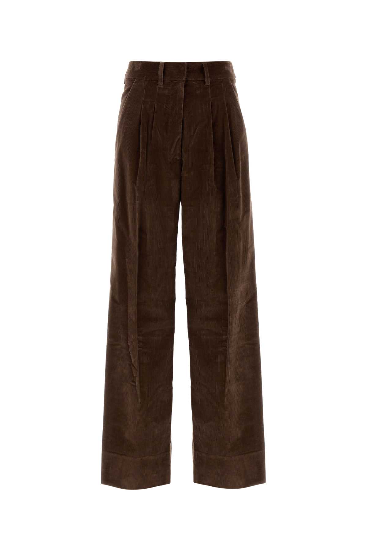 Pt Torino Brown Stretch Corduroy Palazzo Pant In Brown