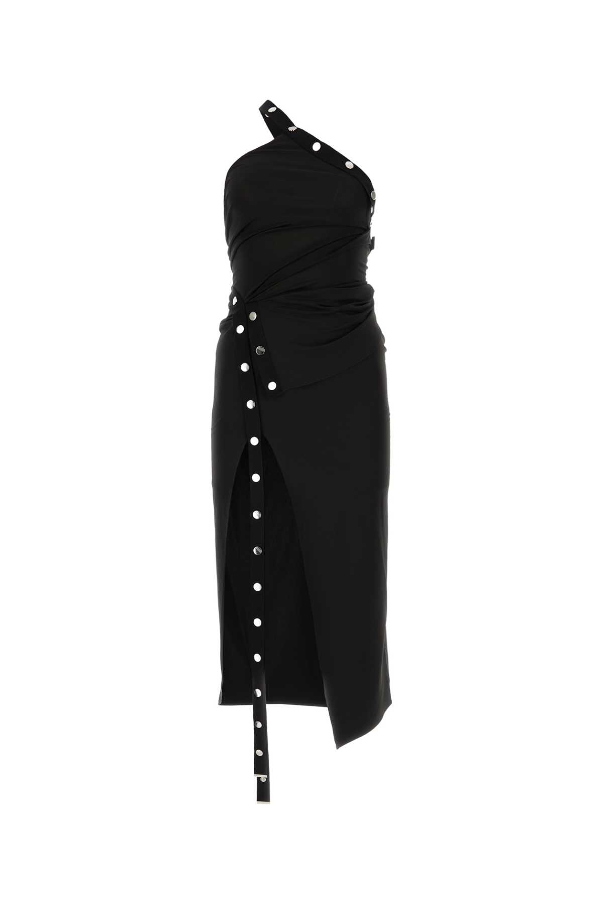 Shop Attico Black Jersey One-shoulder Dress In 100