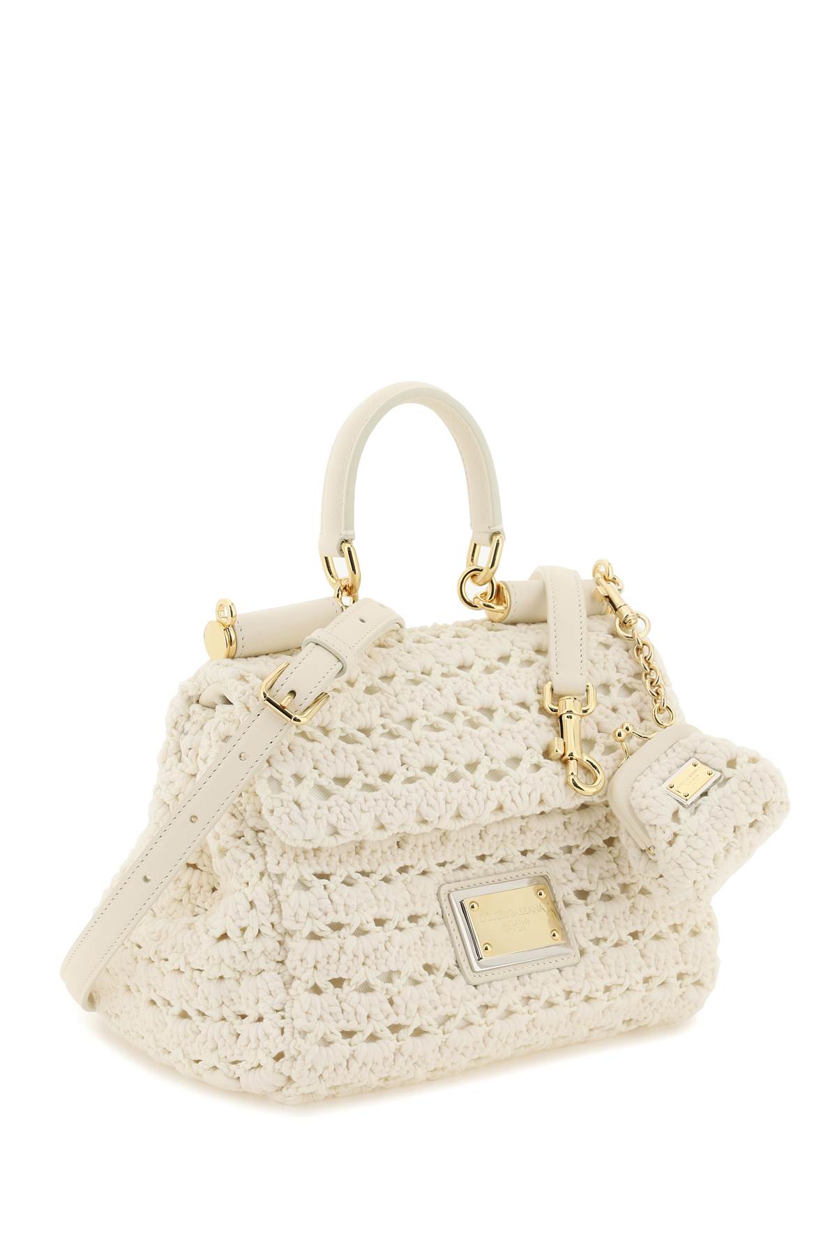 Shop Dolce & Gabbana Crochet Sicily Bag In White