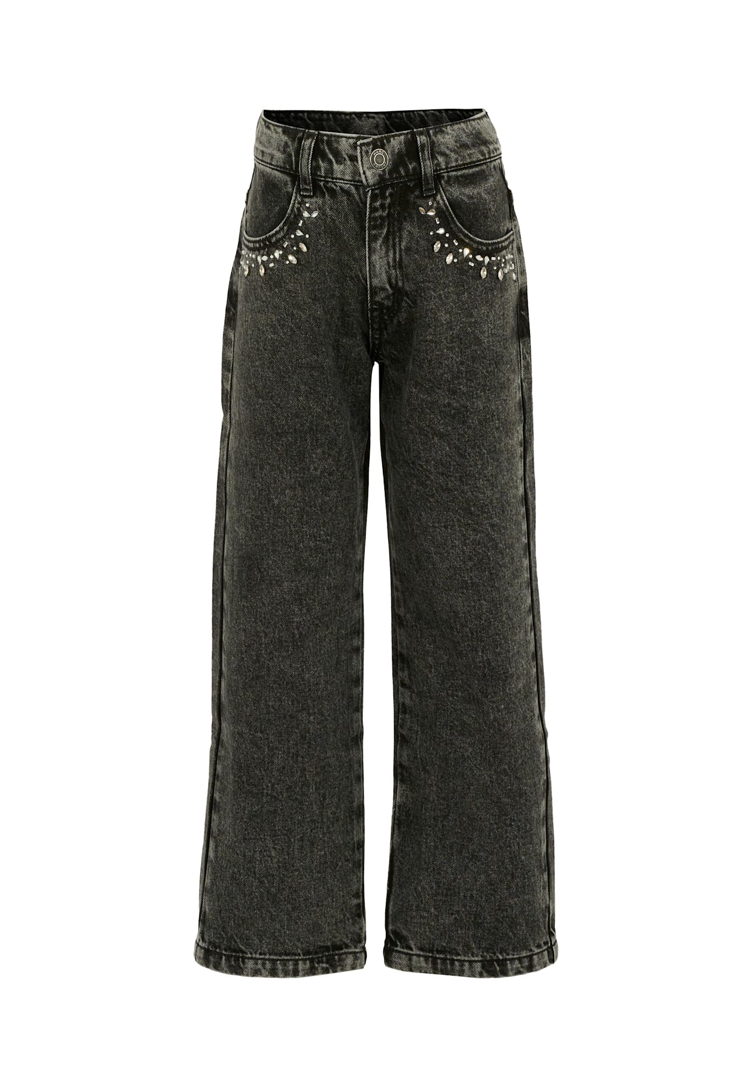Marc Jacobs Black Jeans For Girl With Rhinestones In Black