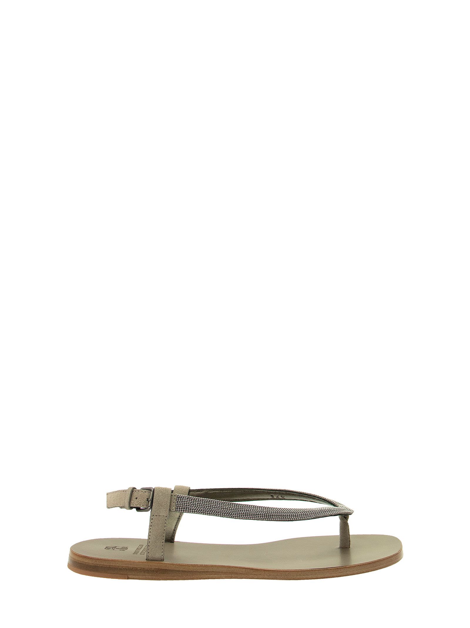 Brunello Cucinelli Matte Calfskin Sandals With Precious Strap