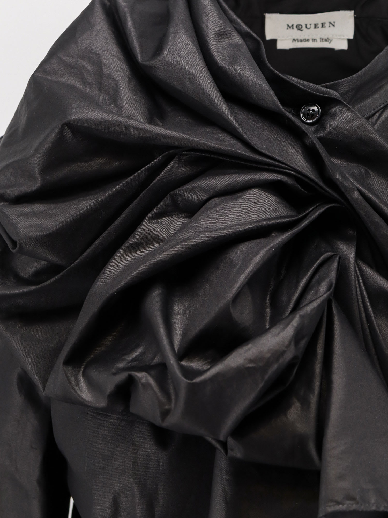 Alexander Mcqueen Cotton Shirt Featuring Bow Detail And Ruffles In Black