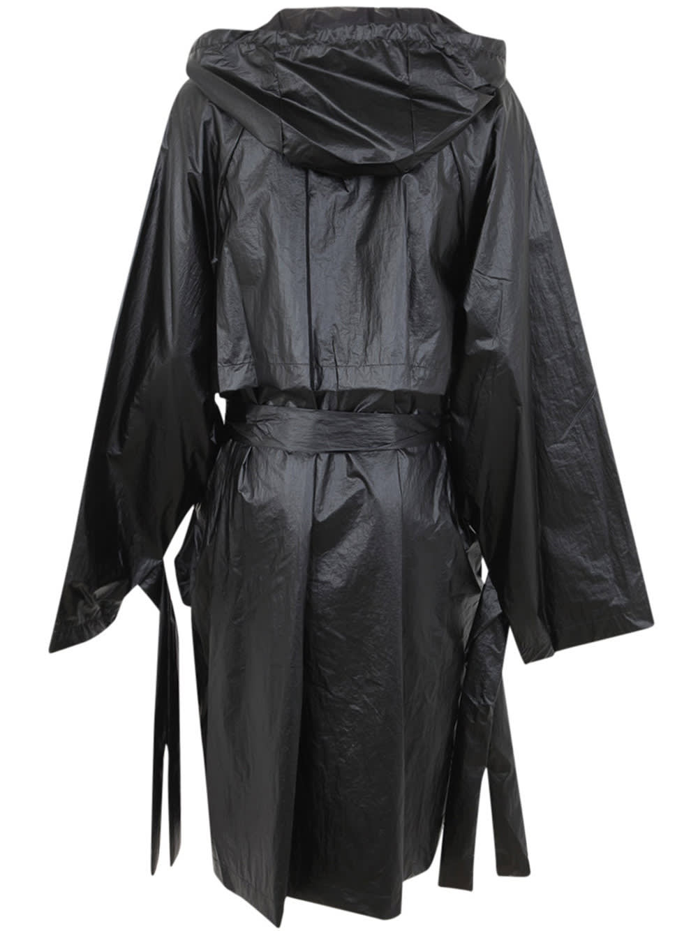Shop Maria Calderara Wrap Choc Birdie Nylon Oversized Hoodie Trench In Black