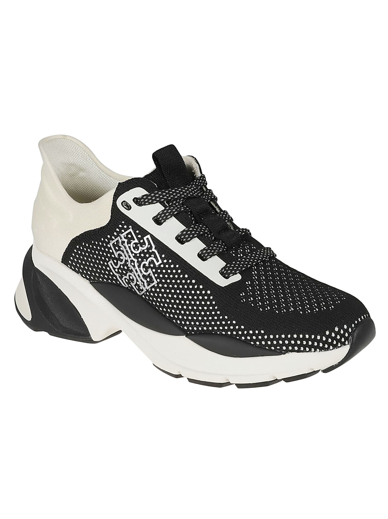 Shop Tory Burch Good Luck Knit Sneakers In Black/new Ivory