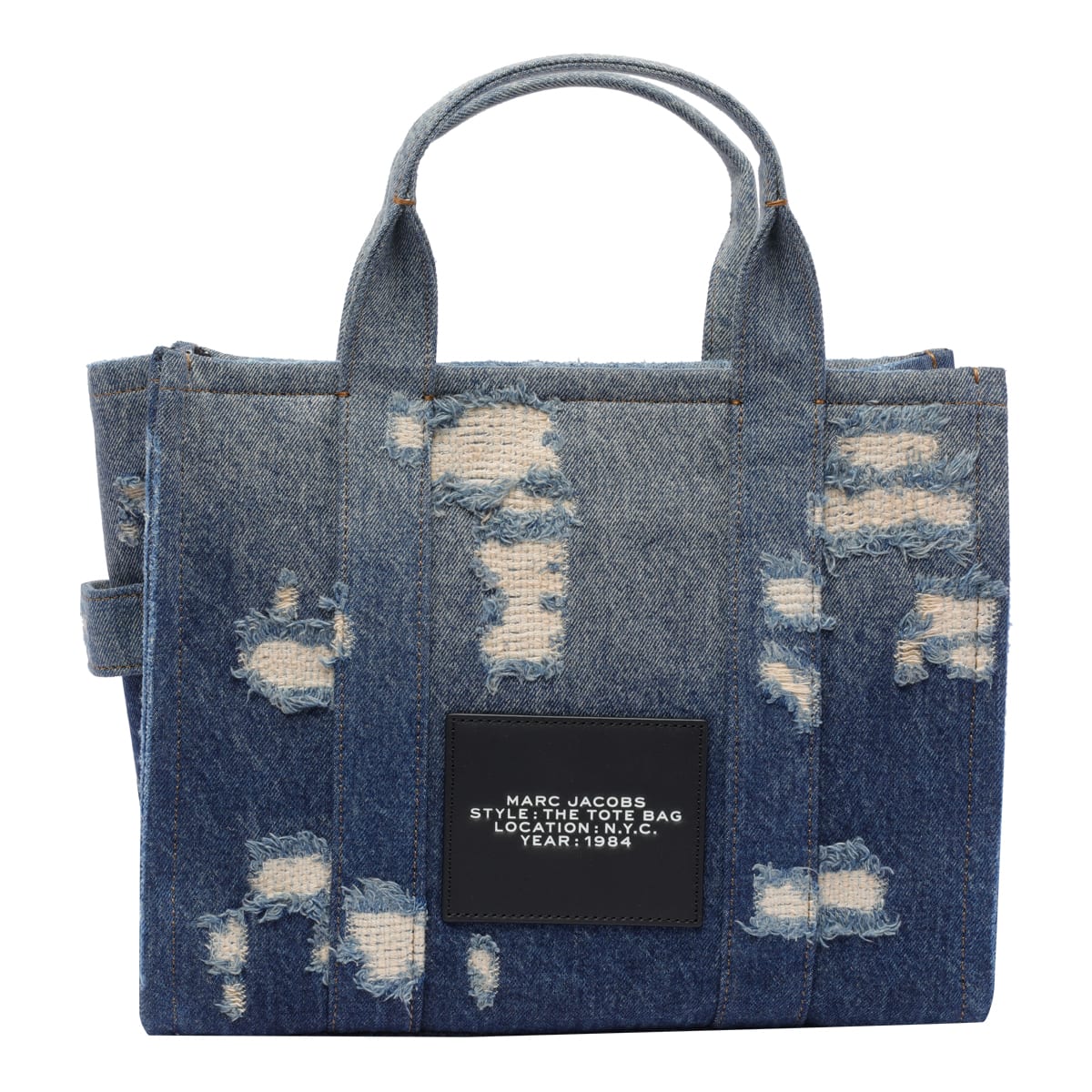 Shop Marc Jacobs The Denim Medium Rip And Repair Tote Bag In Blue