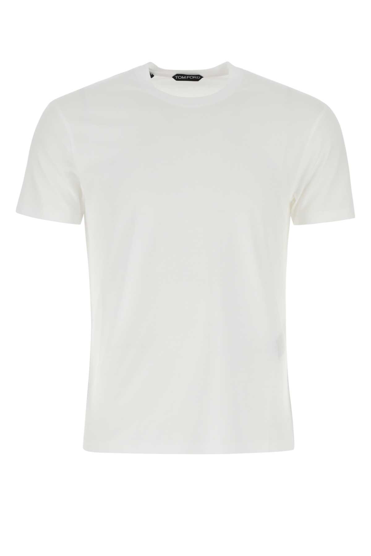 Shop Tom Ford White Lyocell Blend T-shirt In Aw002