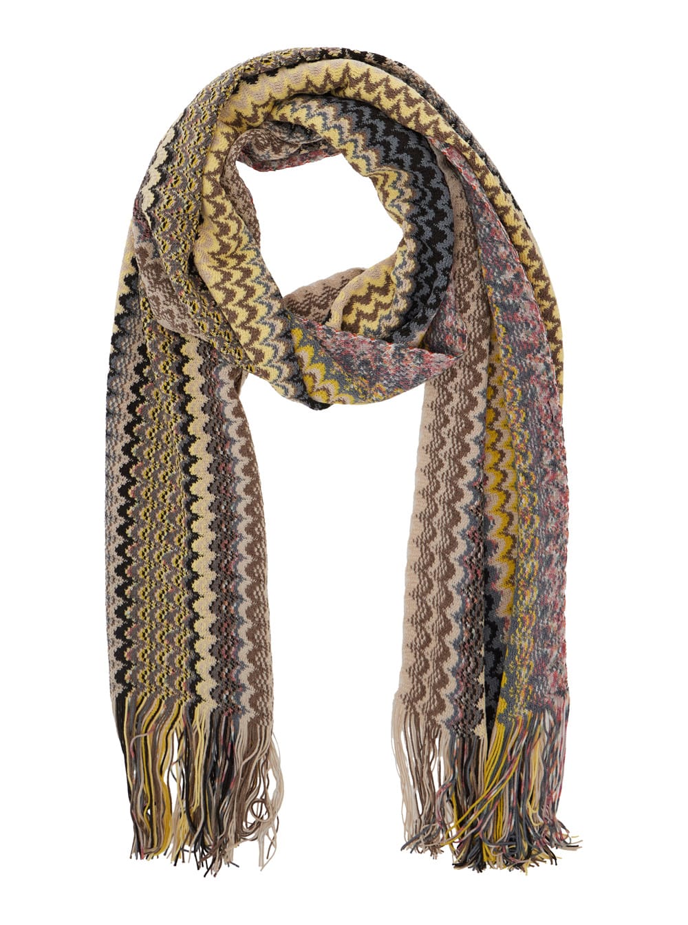 Missoni Zigzag-pattern Fringed Scarf In Multi