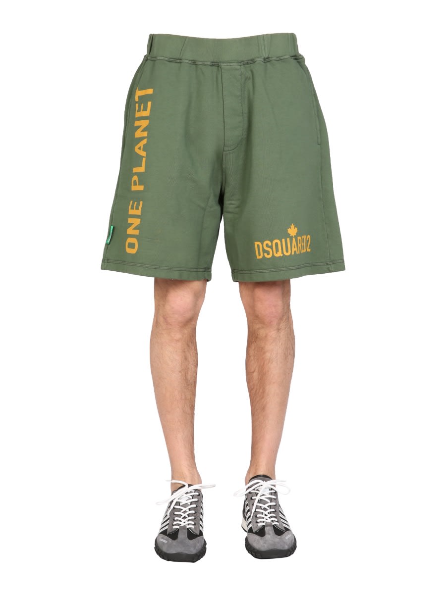 Shop Dsquared2 One Life One Planet Bermuda Shorts In Green
