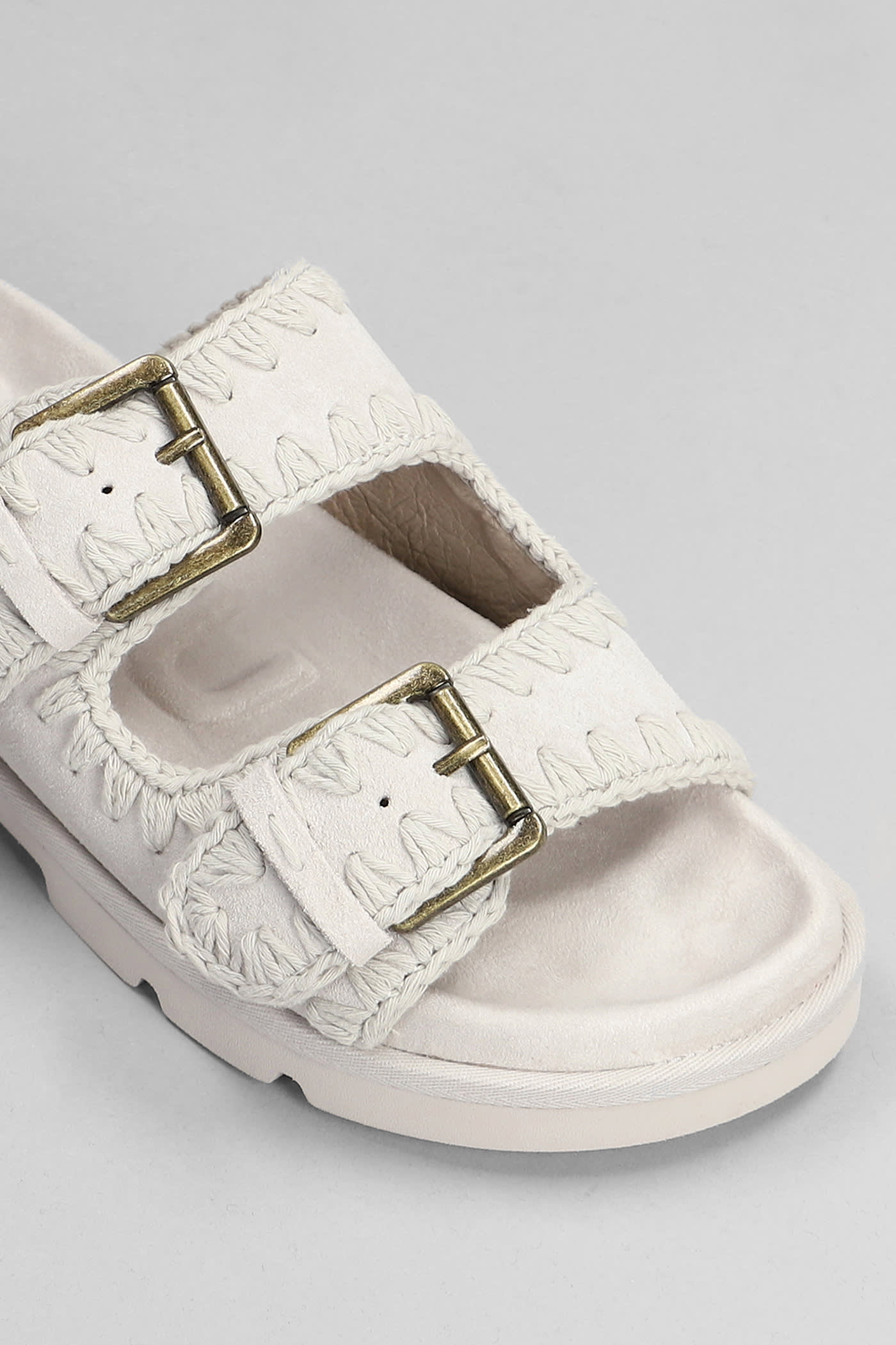 Shop Mou Low Bio Sandal Slipper-mule In Grey Suede