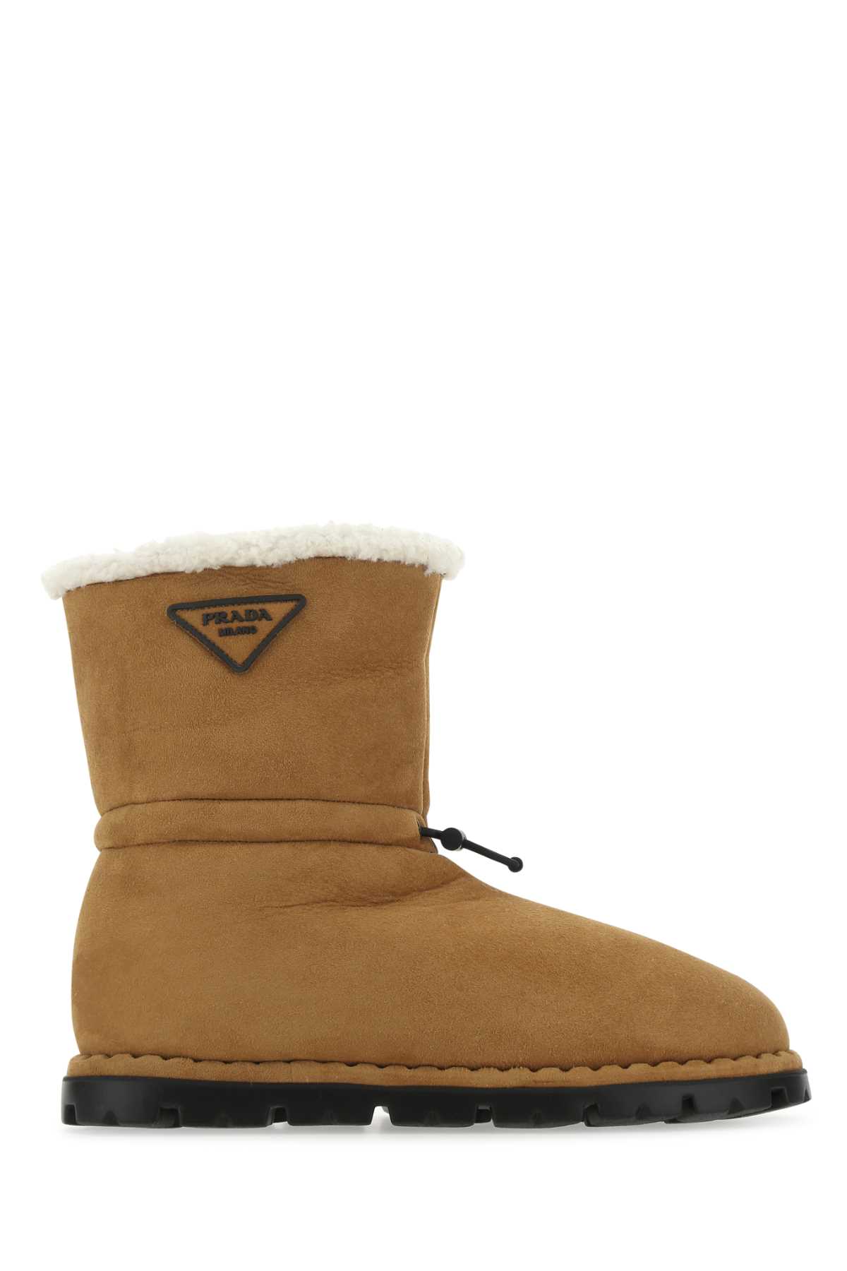 Prada Camel Shearling Ankle Boots