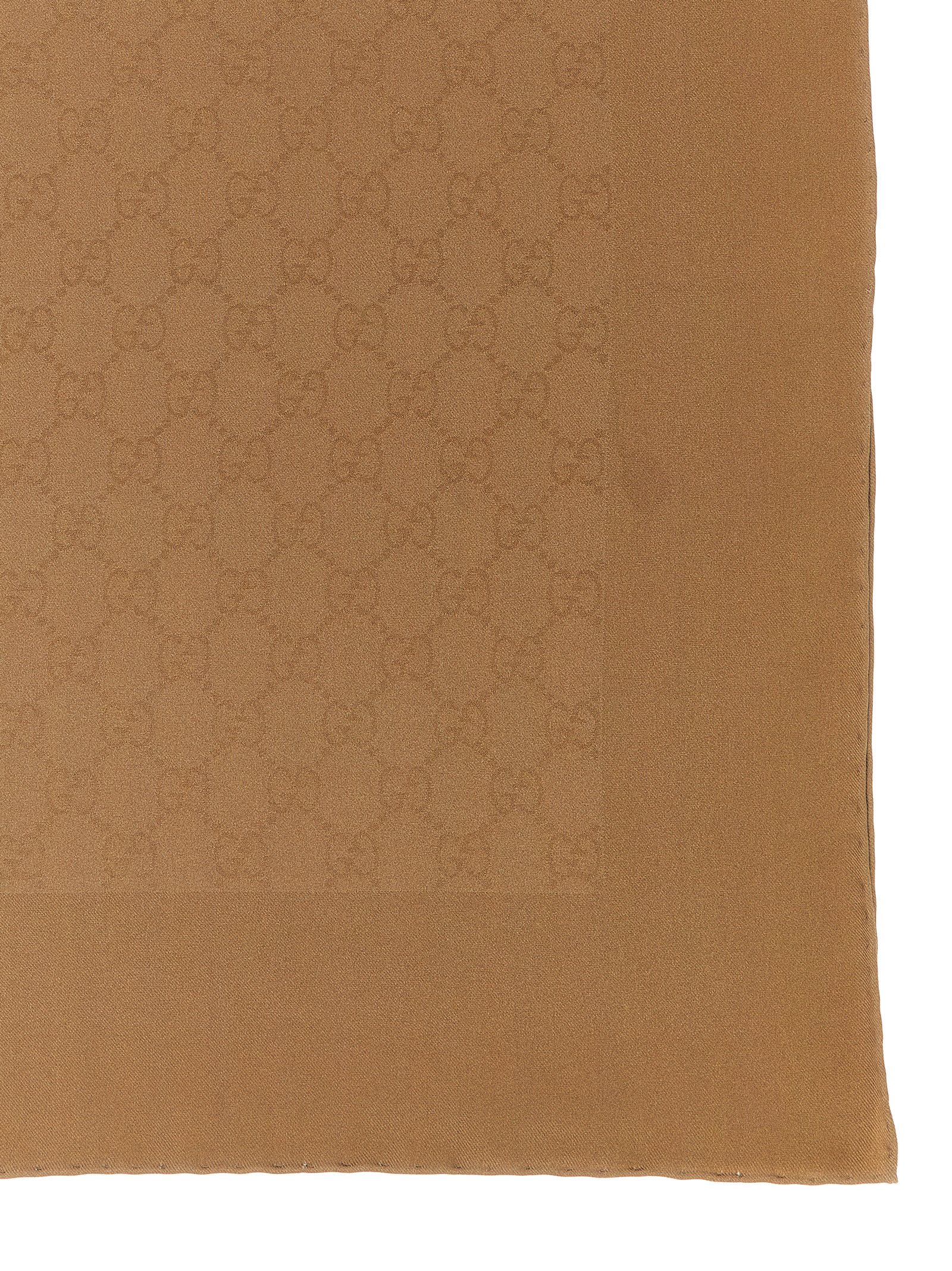 Gucci Monogram Patterned Silk Square Scarf In Brown