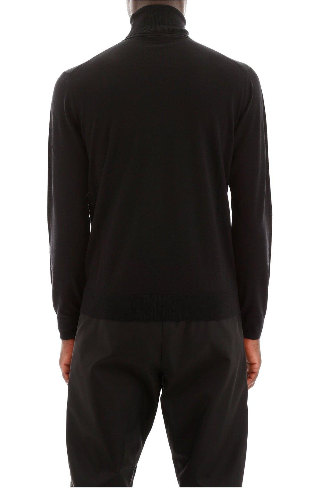 Shop Prada Turtleneck Knitted Pullover In Nero