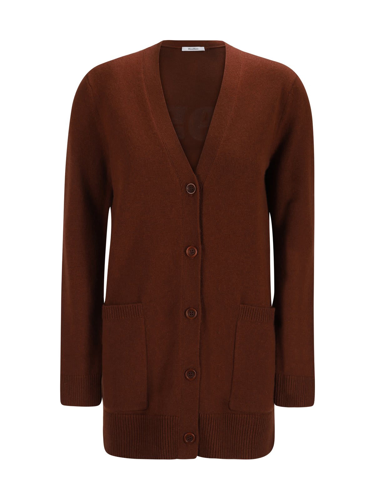 Shop Max Mara Villar V-neck Long-sleeved Cardigan In Brown