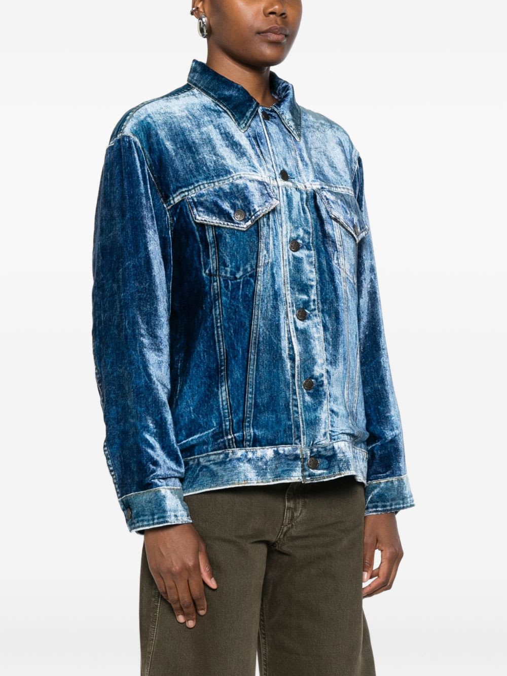Pierre-louis Mascia Pierre Louis Mascia Denim Print Jacket In Blue