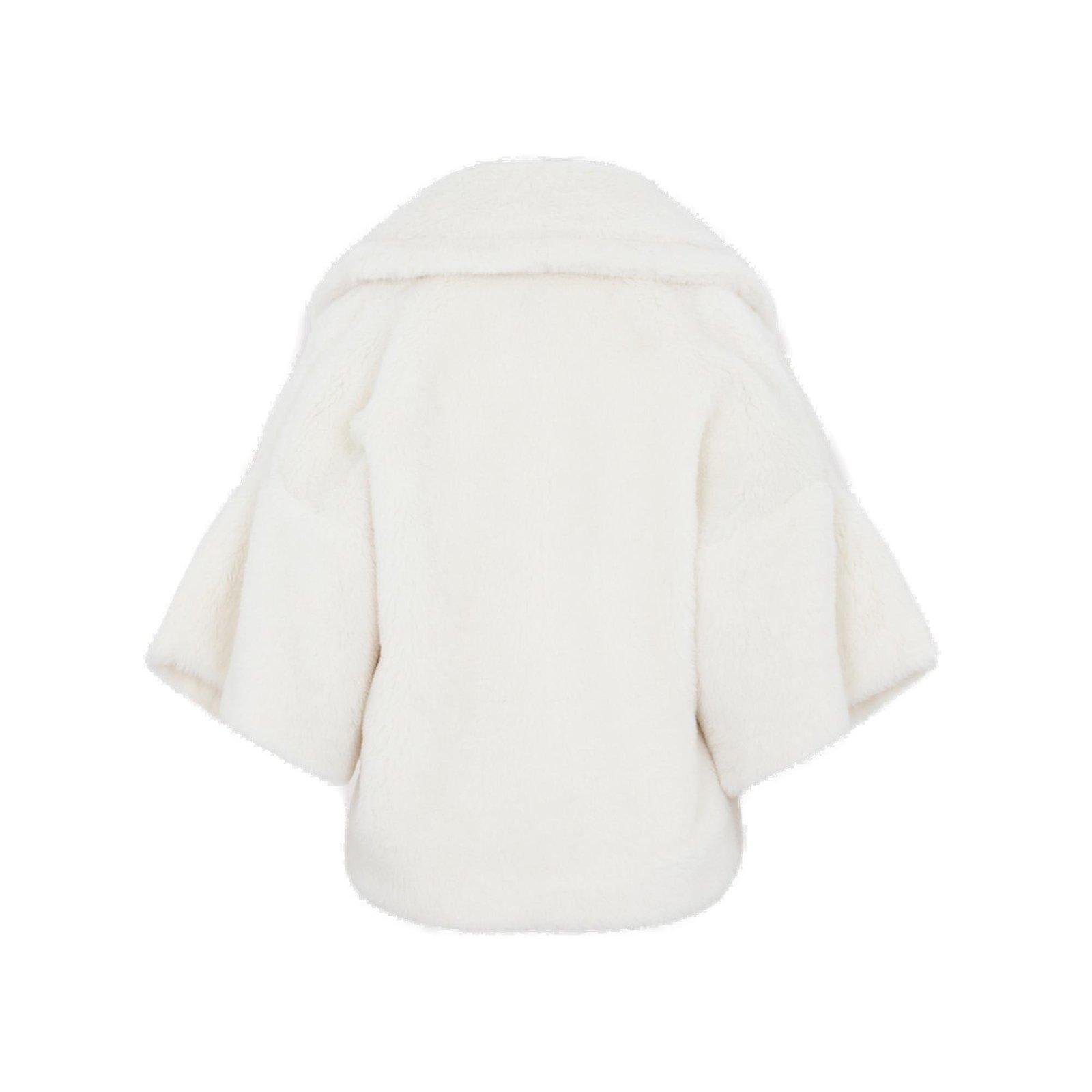 Max Mara Womens Sand Aleggio Relaxed-fit Wool-blend Cape In White