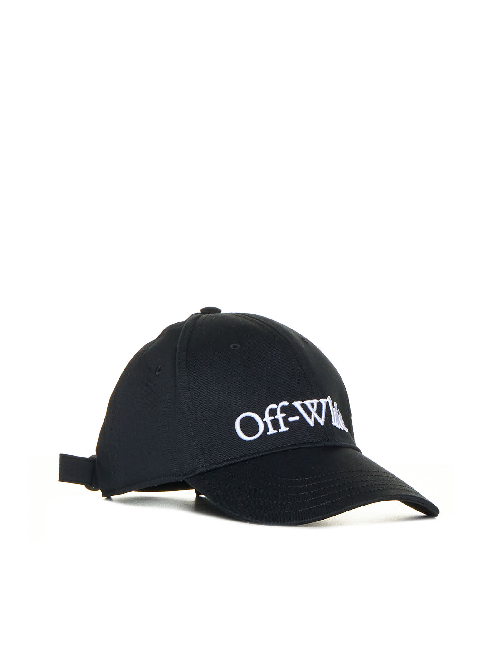 Off-white Logo Cotton Baseball Cap In Black White