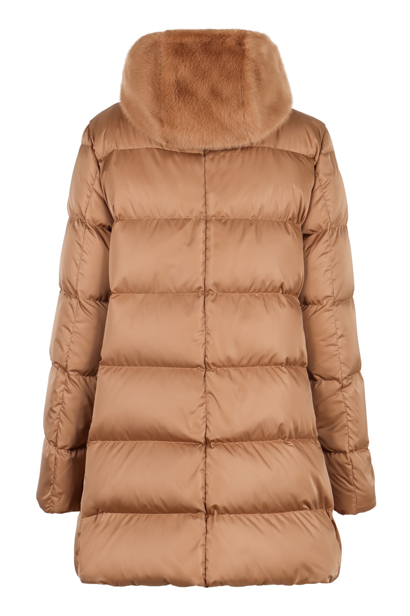 Herno Hooded Techno Fabric Down Jacket In Brown
