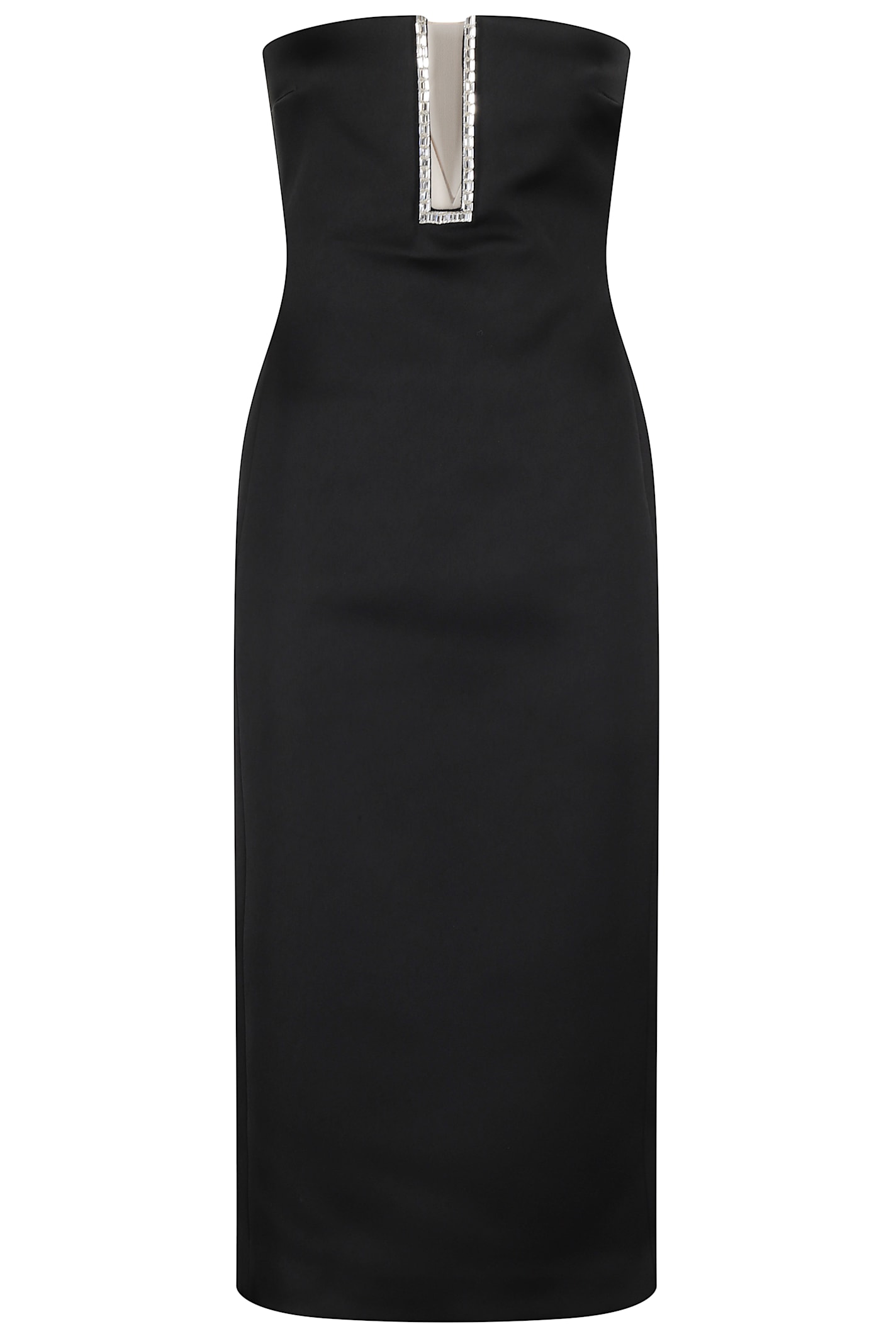 Rectangle Crystal Embroidery Detail Midi Dress