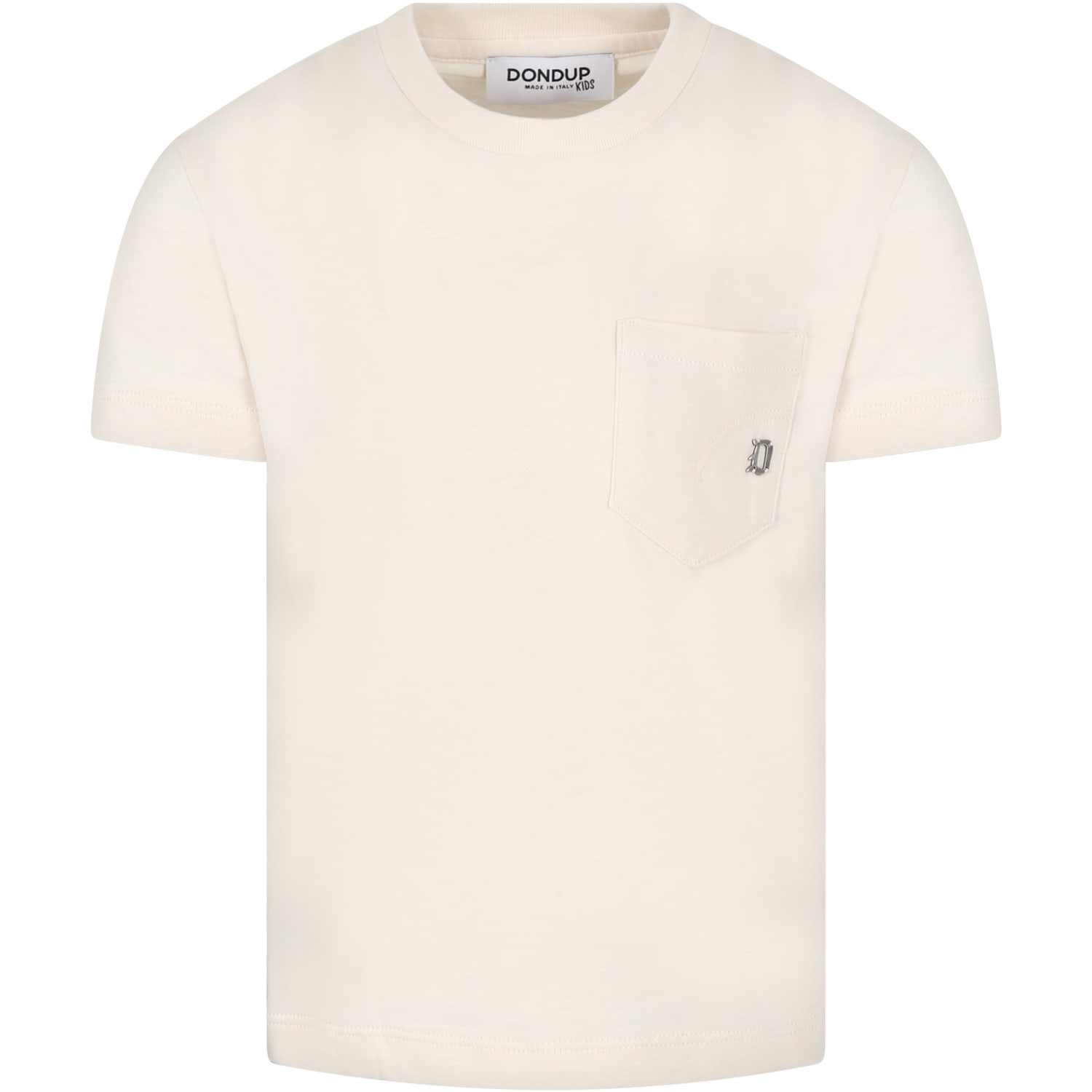 DONDUP IVORY T-SHIRT FOR BOY WITH LOGO