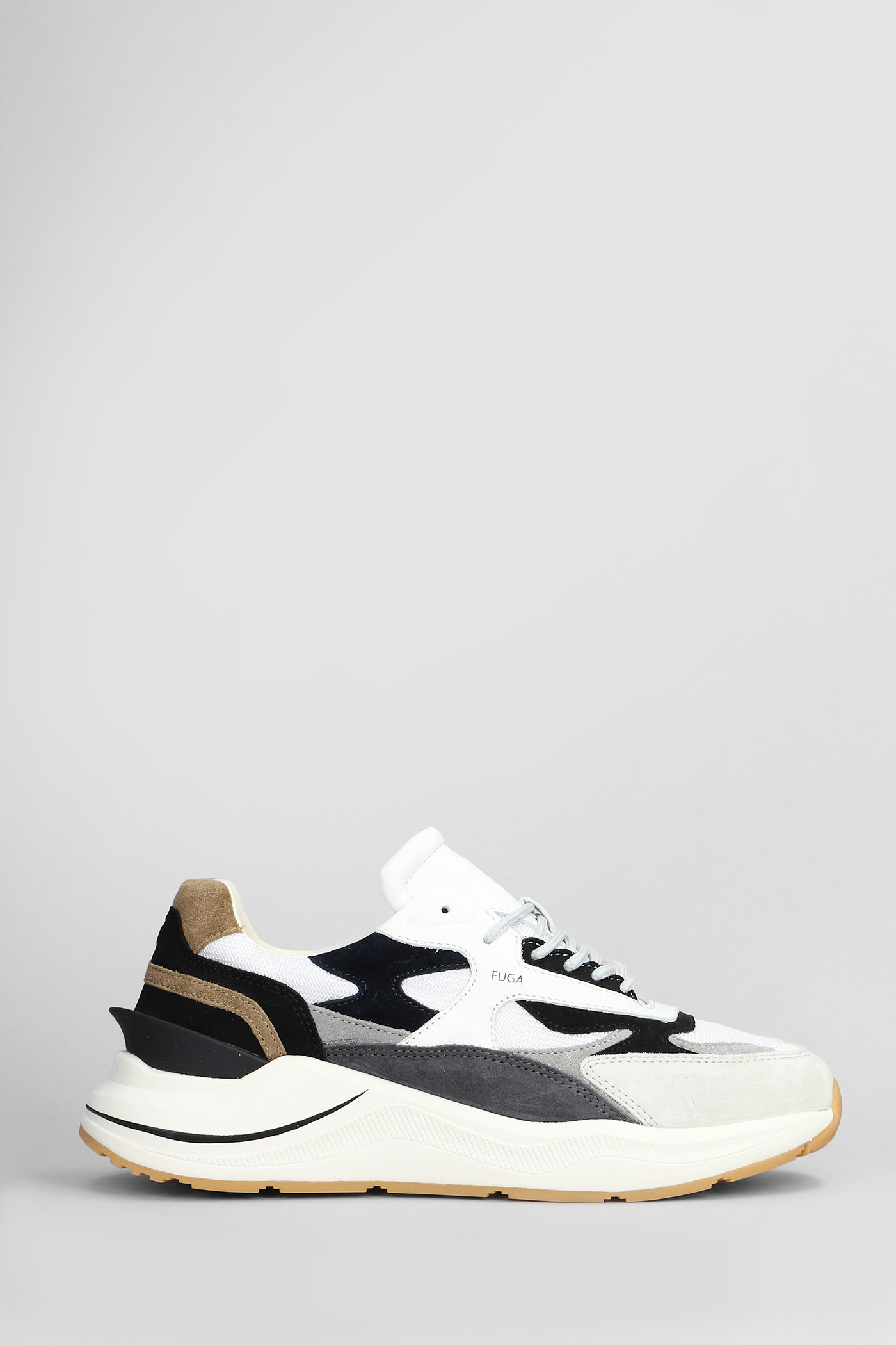 D. A.T. E. Fuga Sneakers In White Suede And Fabric