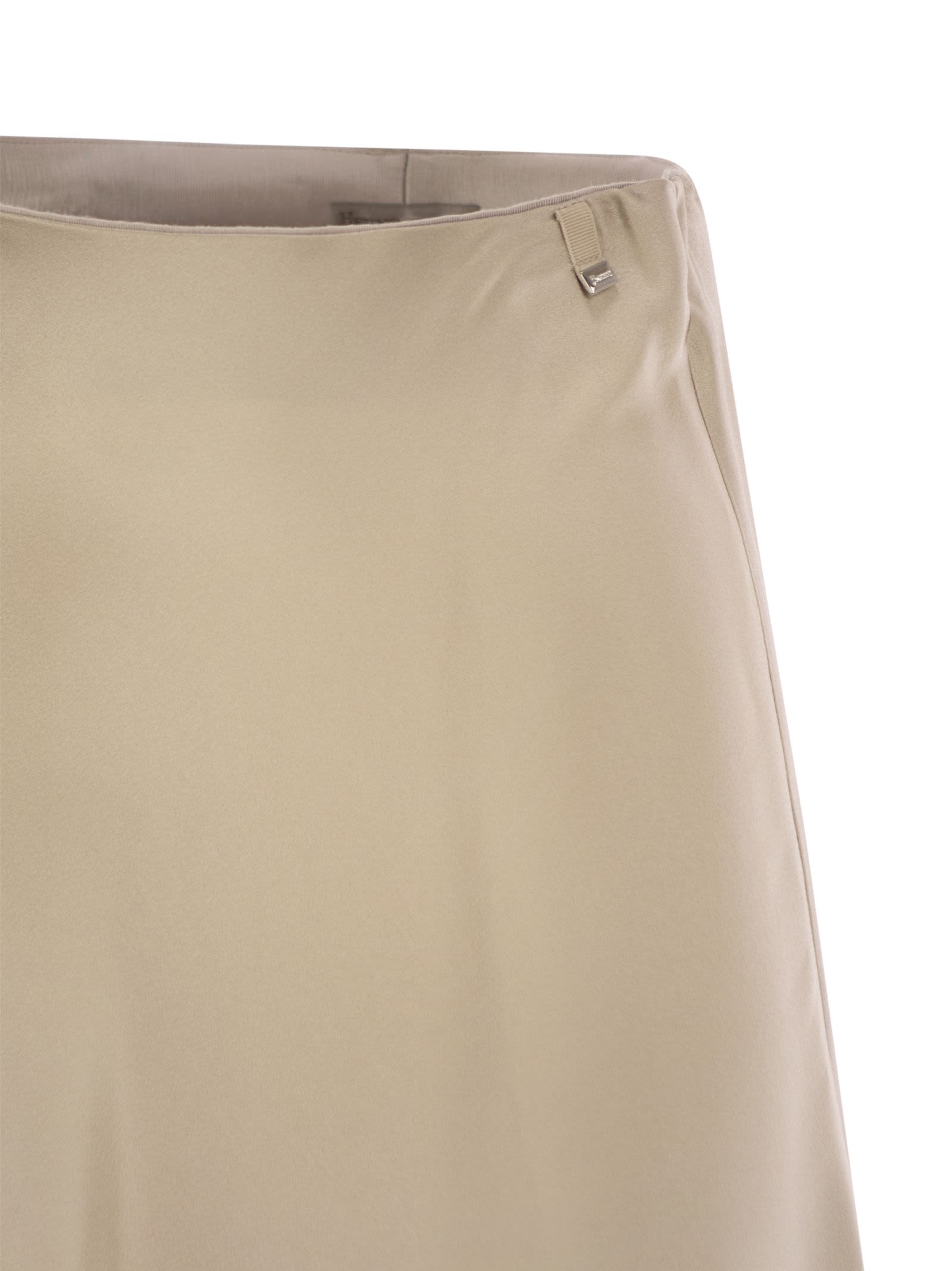 Shop Herno Satin Effect Long Skirt In Beige