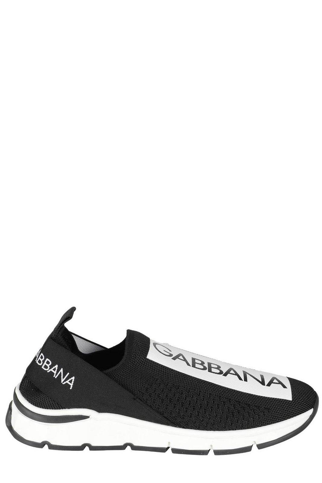 Dolce & Gabbana Kids' Sorrento Knitted Slip-on Sneakers In Black