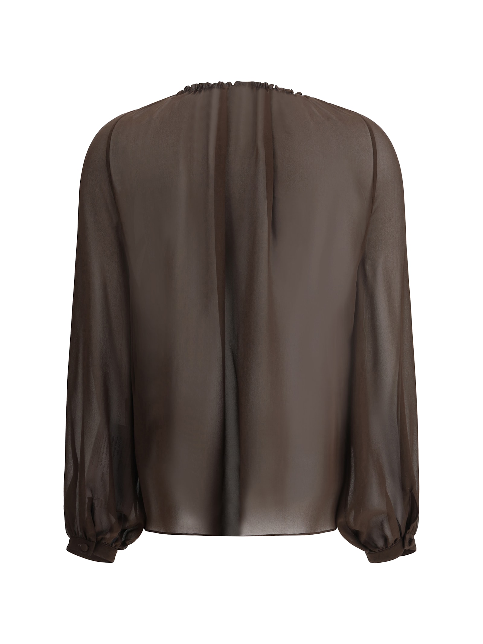 Tom Ford Georgette Blouse Tasseled Applique In Dark Brown