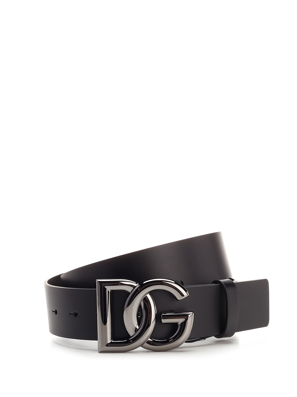 Shop Dolce & Gabbana Black Dg Belt In Nero Argento