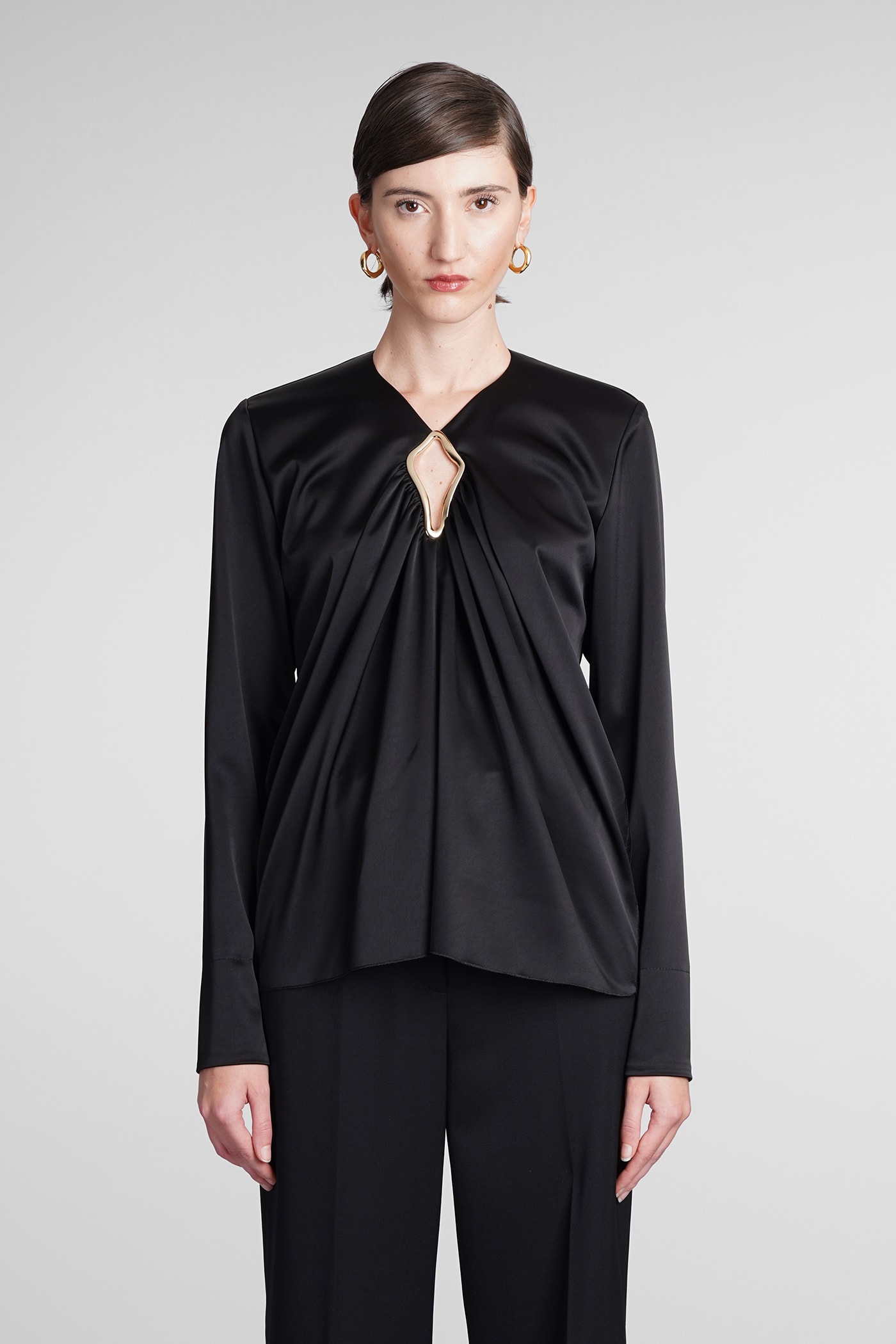 Black Triacetate Blend Blouse