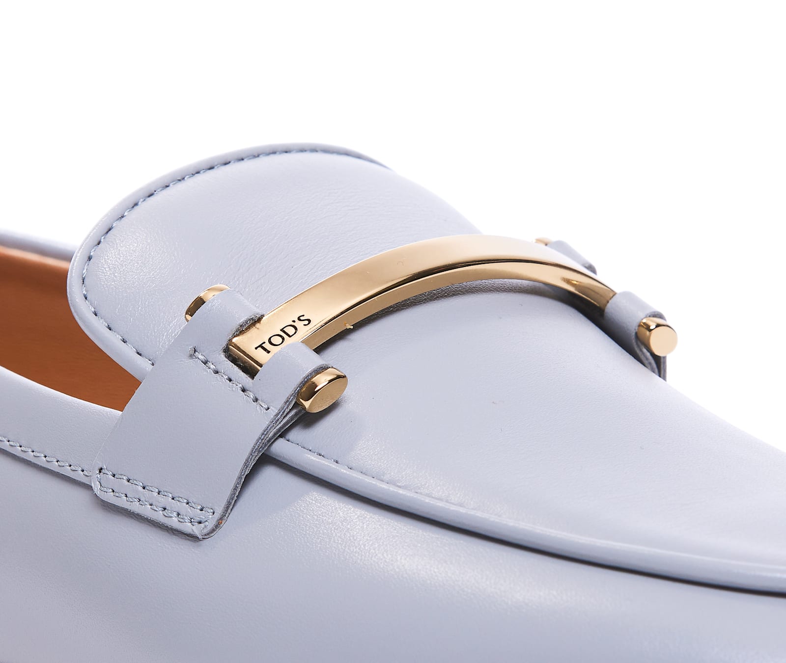 Tod's Hardware Leather Loafers Round Toe In Grey