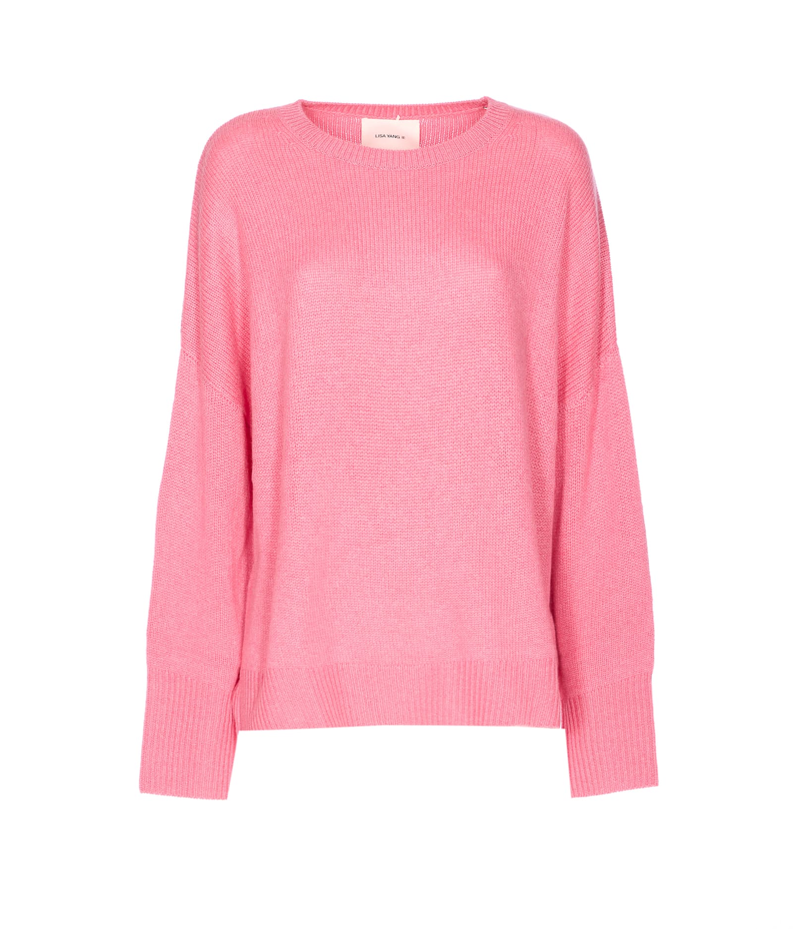 Lisa Yang Oversized Crewneck Knitwear Side Slits In Pink
