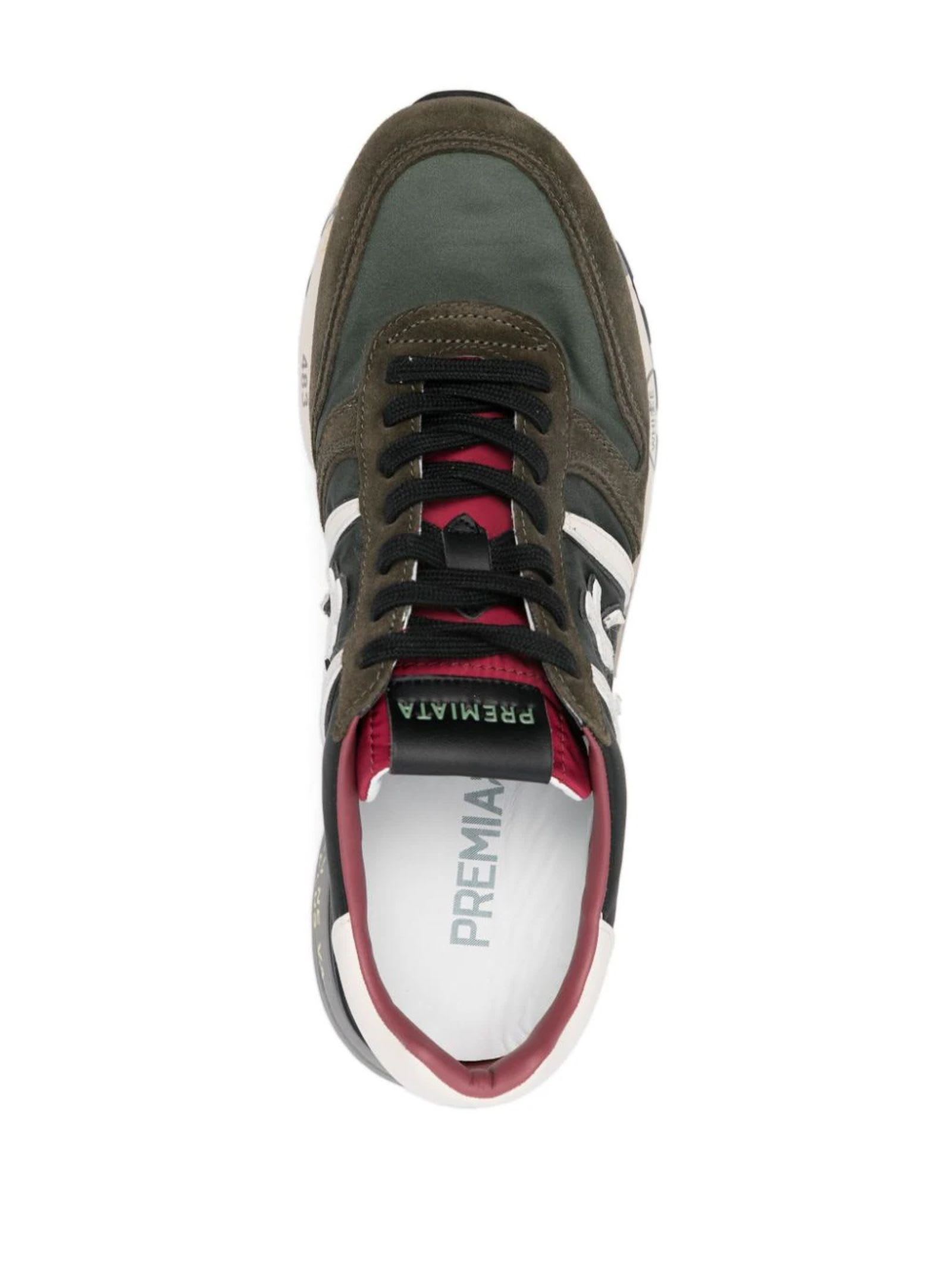 Shop Premiata Olive Green Lander Sneakers