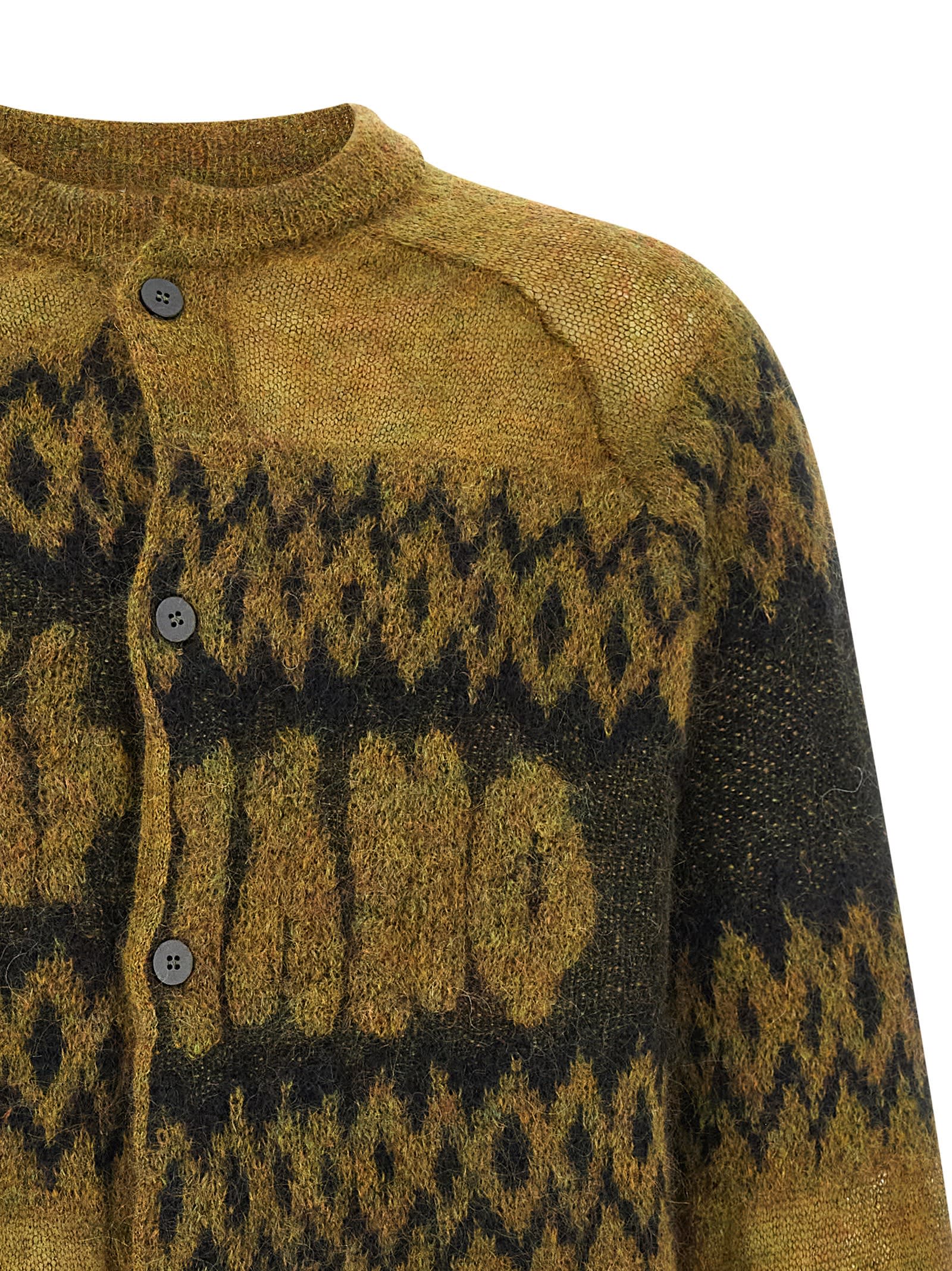 Magliano Festive Patterned Long Sleeve Cardigan In Yellow