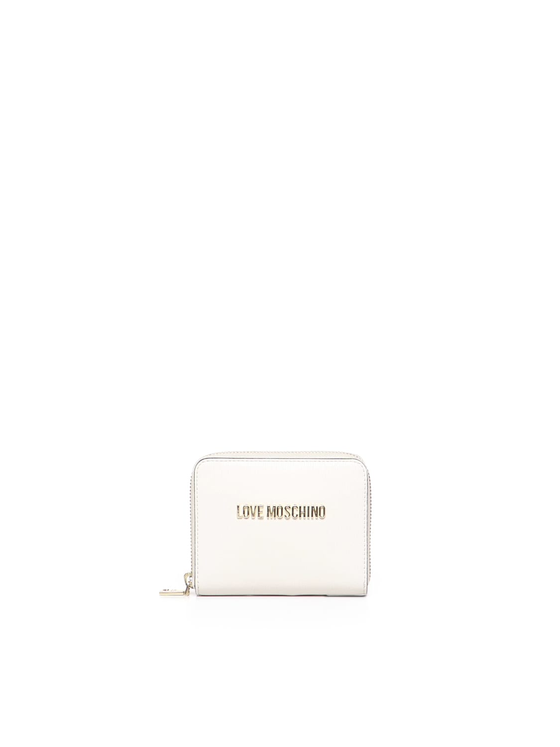 Love Moschino Bi-fold Wallet With Logo In Ivory