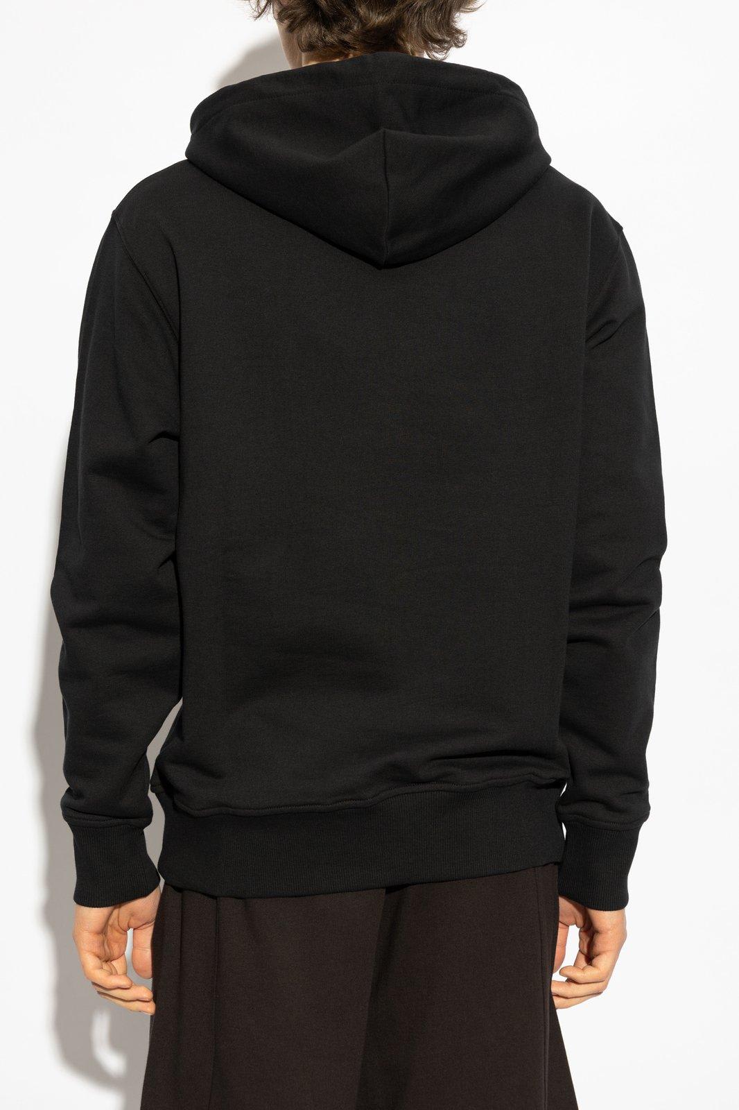 Versace Jeans Couture Graphic Print Cotton Sweatshirt With Drawstring Hood