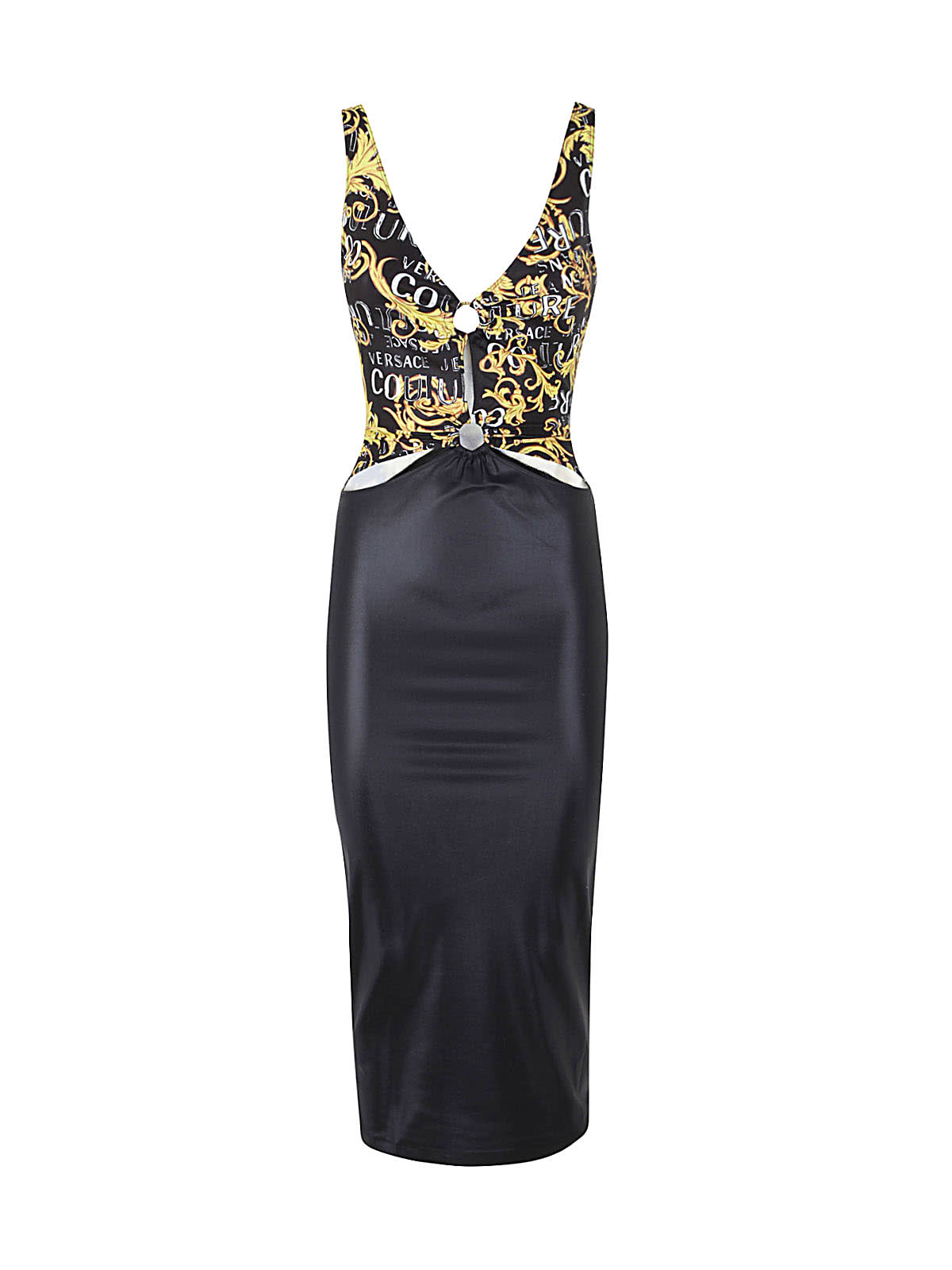 VERSACE JEANS COUTURE PRINTED SLEEVELESS LONG DRESS