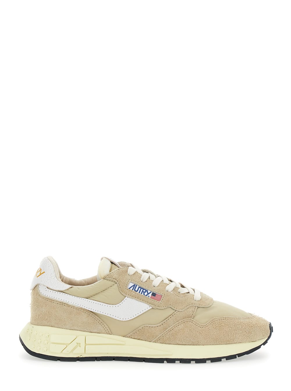 reel Wind Beige Low Top Sneakers With Logo Detail In Suede Man