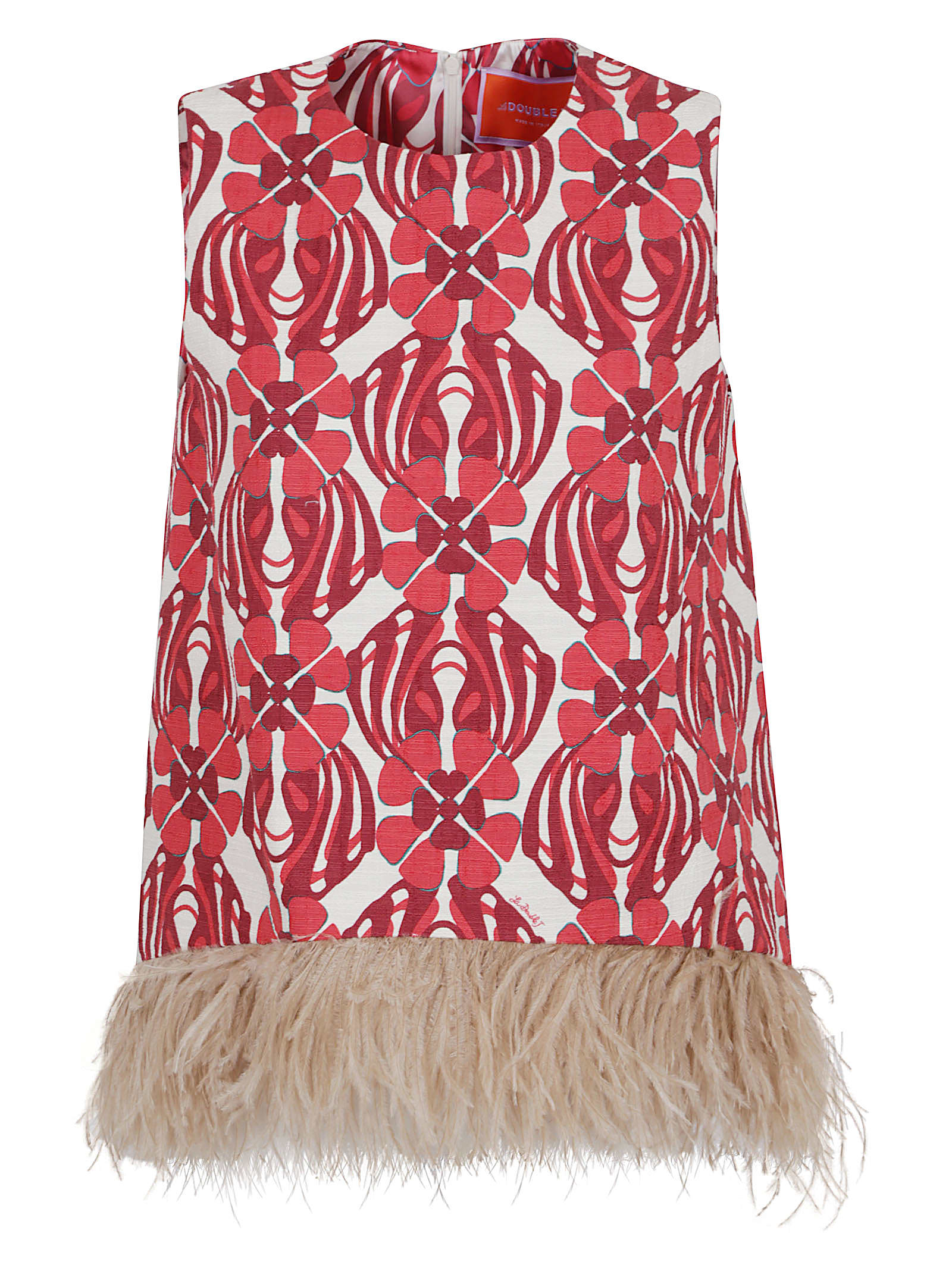 La Doublej La Scala Top (with Feathers) In Red