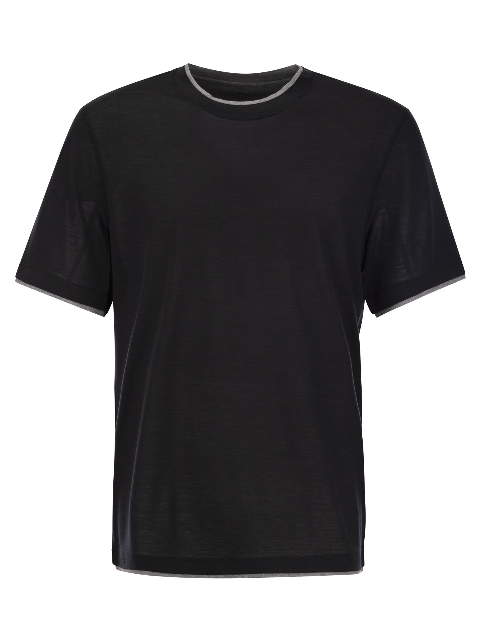 Shop Brunello Cucinelli Silk And Cotton T-shirt In Black