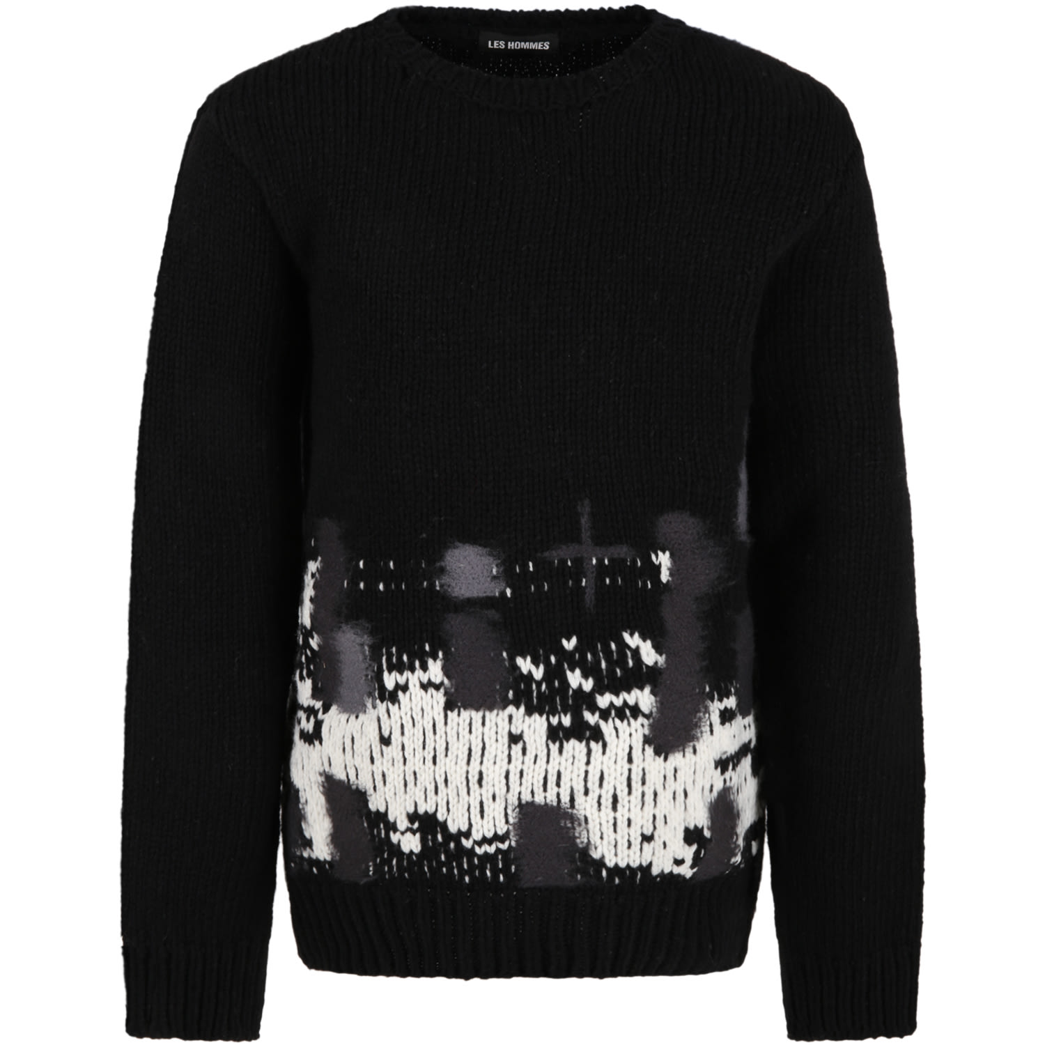 Les Hommes Black Sweater For Boy With Embroideries